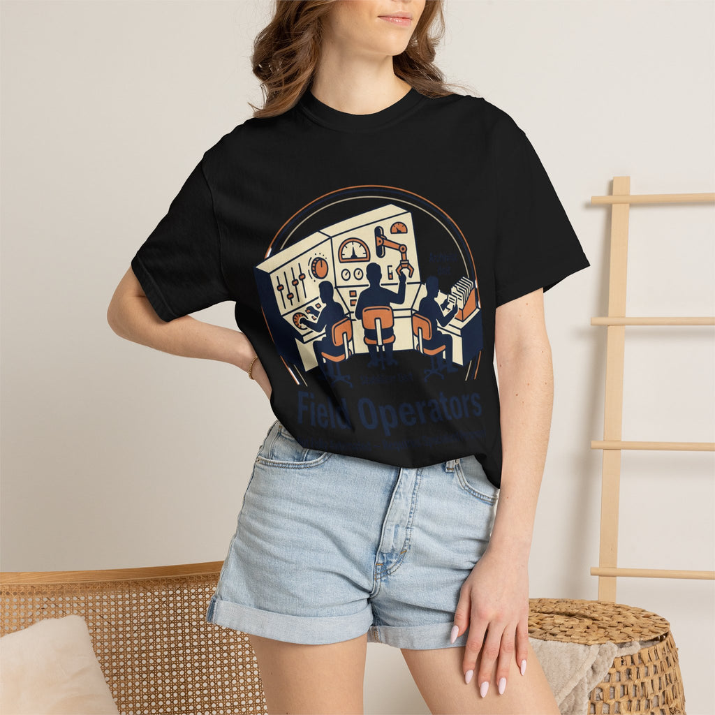 Power Runs Black PRB Field Operators T-Shirt — "Field Operators: Not Fully Automated — Requires Specialized Personnel" by Power Runs Black