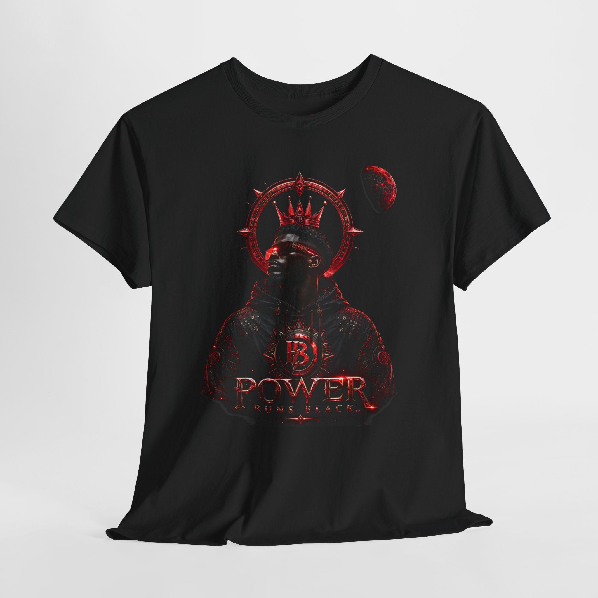 Power Runs Black Red Angel Graphics Tee by Printify