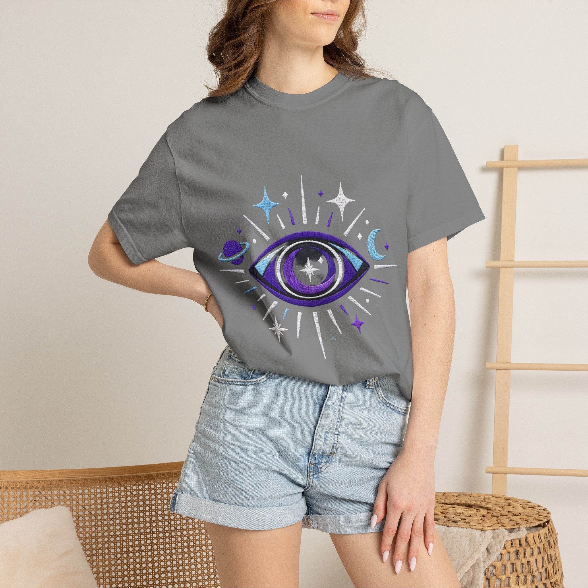 PRB Mystic All-Seeing Eye T-shirt | Cosmic Moon and Stars by Printify
