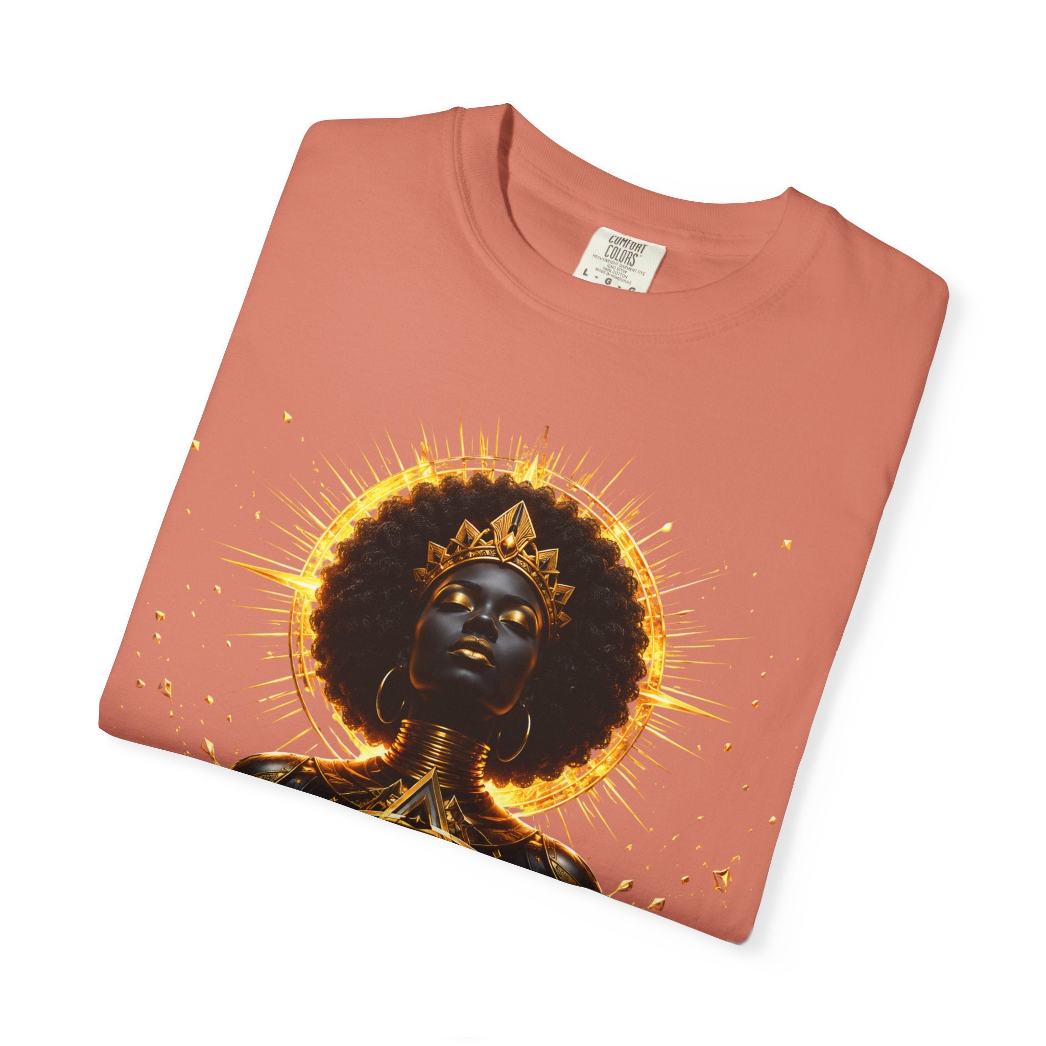 Power Runs Black goddess illustration T-Shirt | Afrocentric black pride design by Power Runs Black