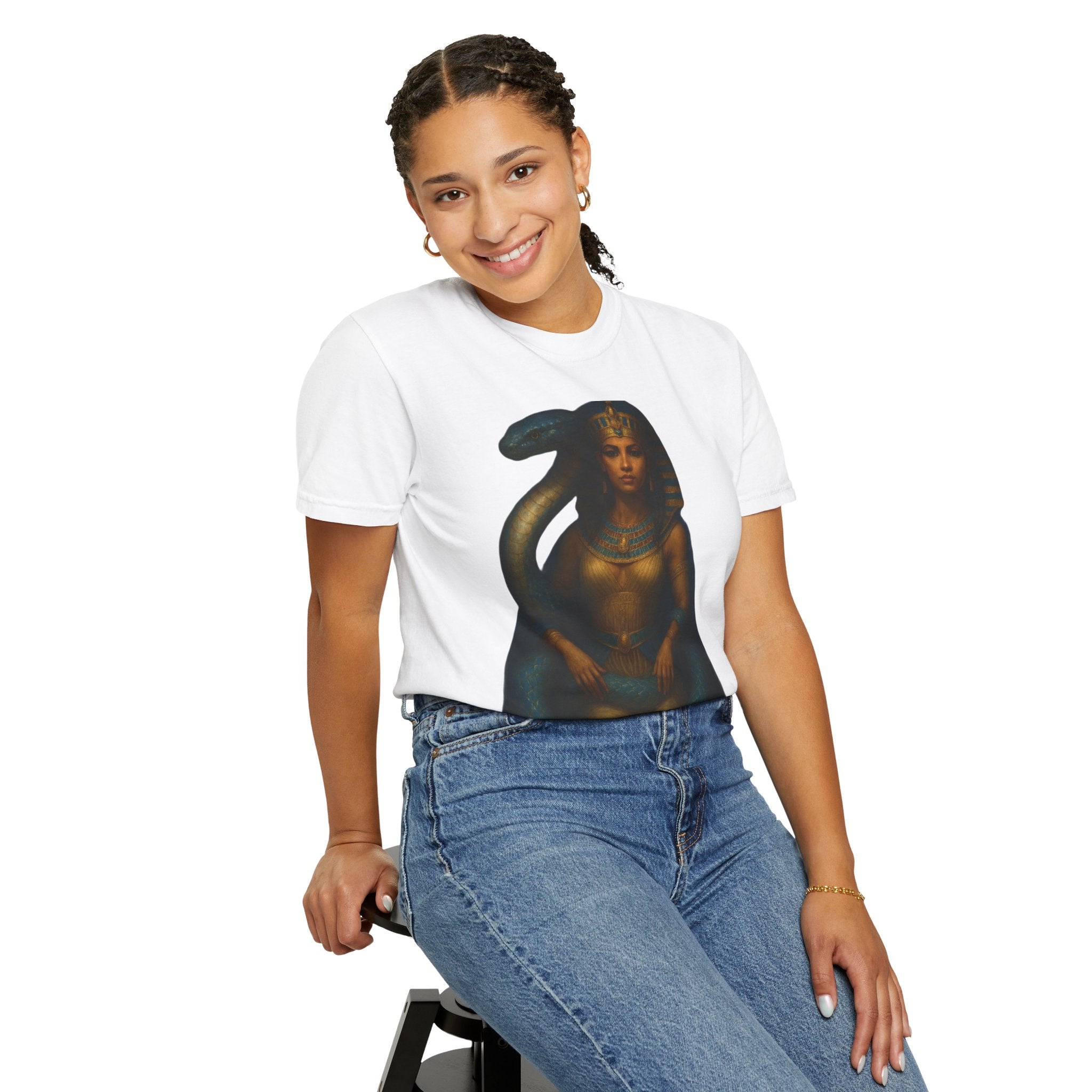 PRB Egyptian Goddess with Snake T-Shirt | Pharaoh Serpent Art Tee by Power Runs Black