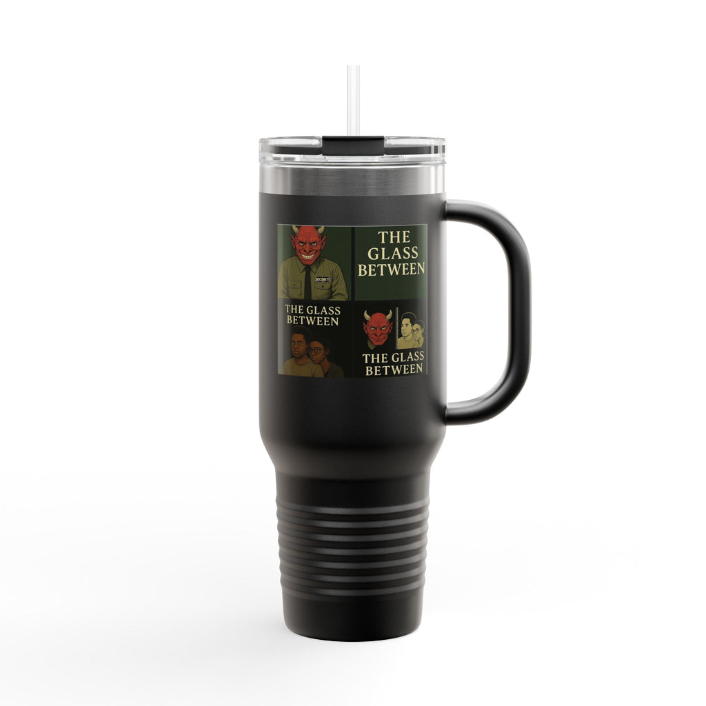 PRB The Glass Between collage travel mug | 40oz insulated tumbler by Printify