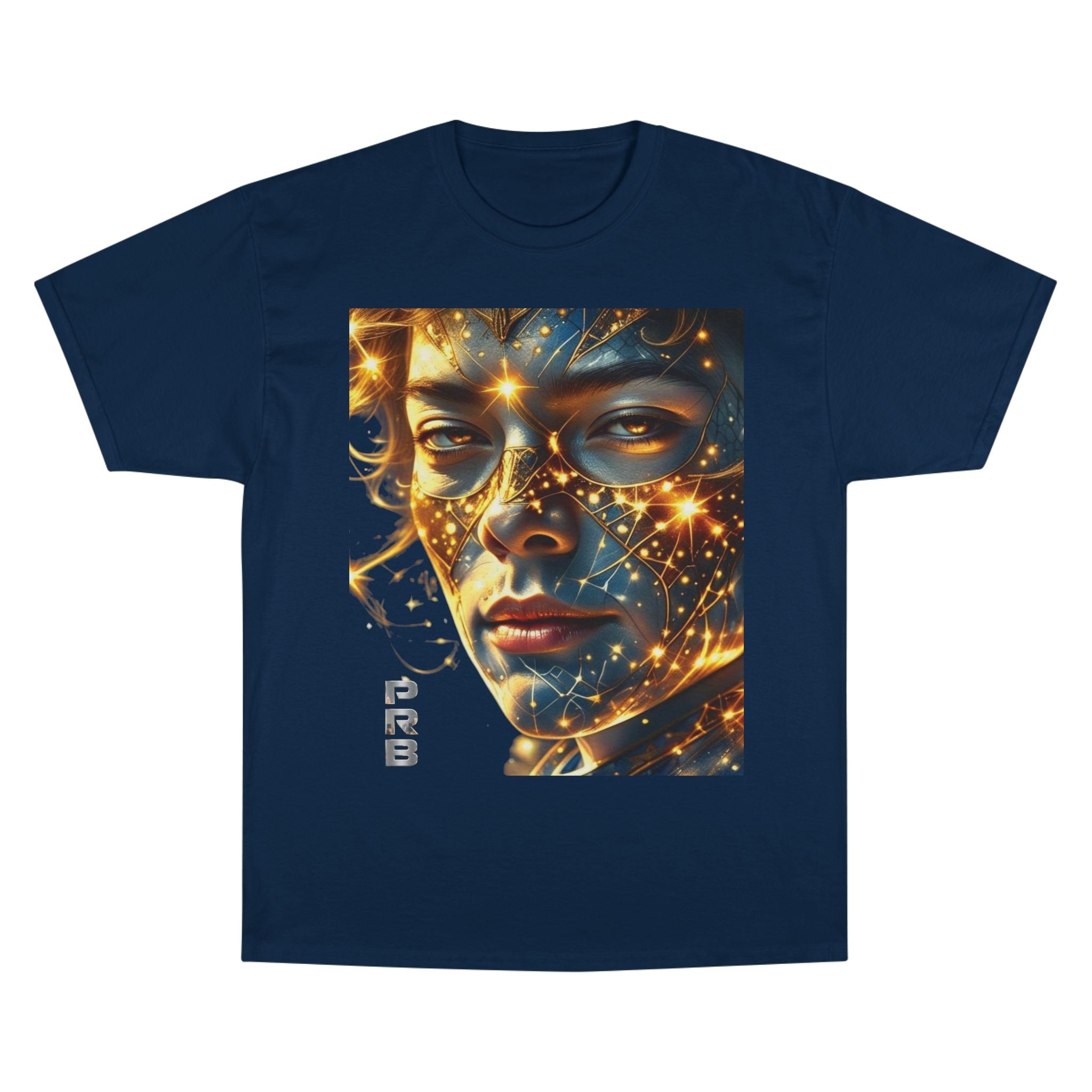 PRB Champion T-Shirt — Cosmic Face Art Tee (Radiant Star Portrait) by Printify