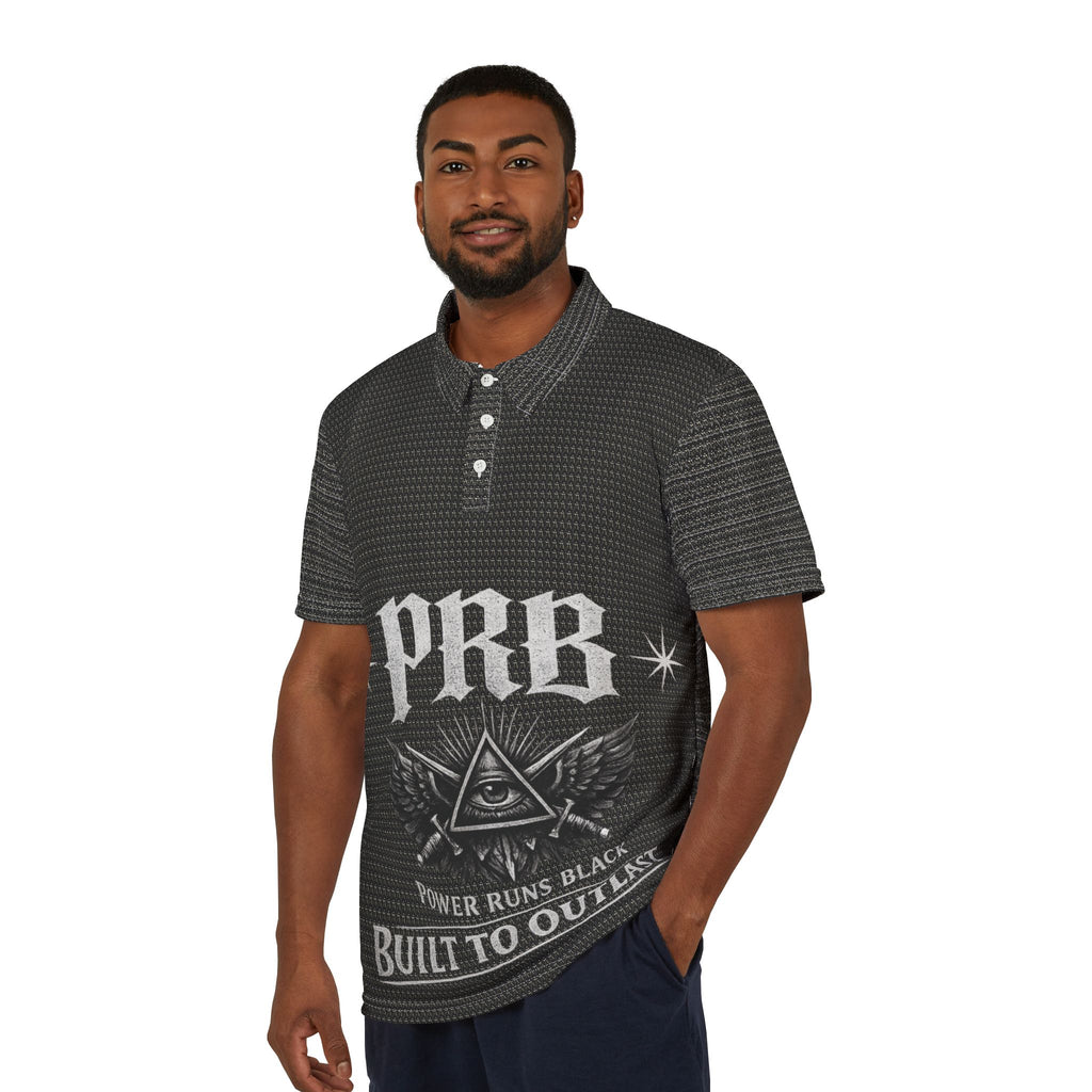 PRB 'Power Runs Black' Graphic Polo Shirt — Built to Outlast by Printify