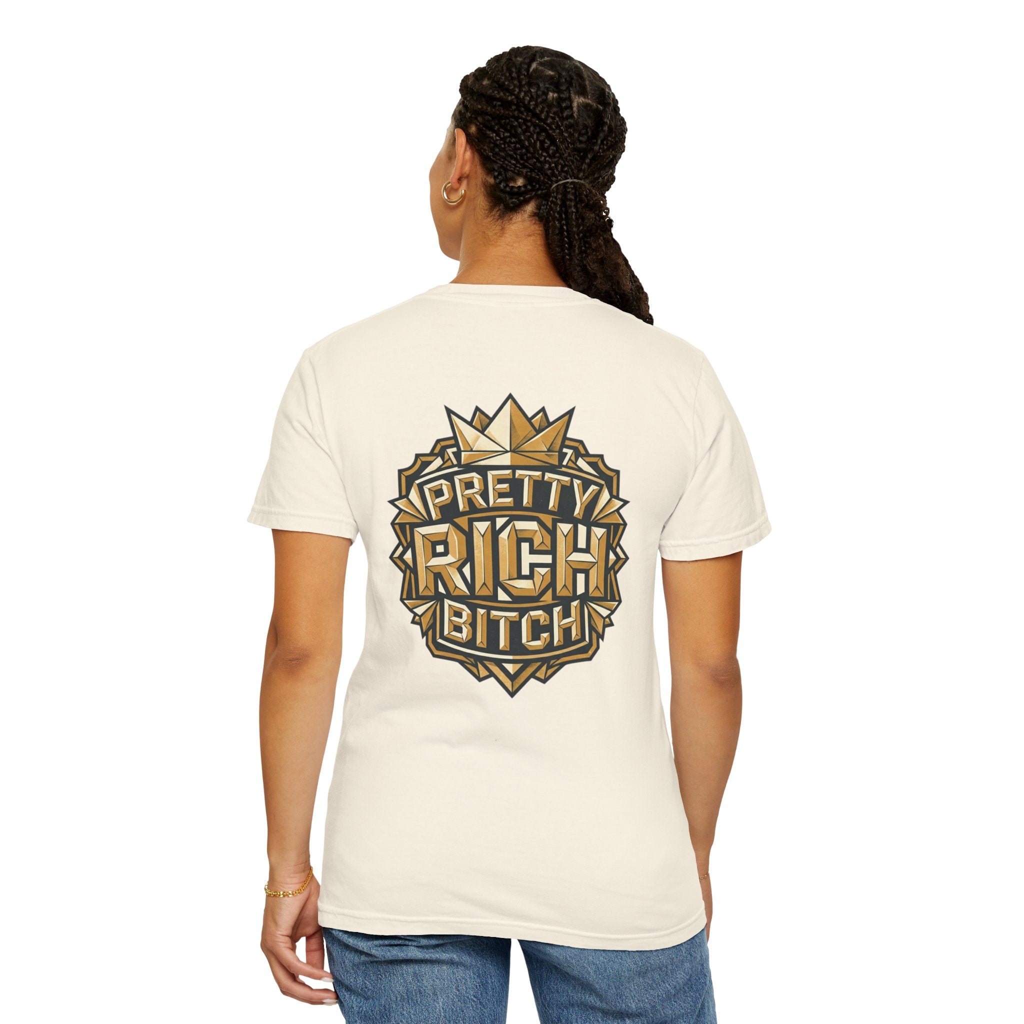 Pretty Rich Bitch The Collection by PRB T-Shirt — Bold Graphic Tee with Empowered Woman Portrait by Power Runs Black