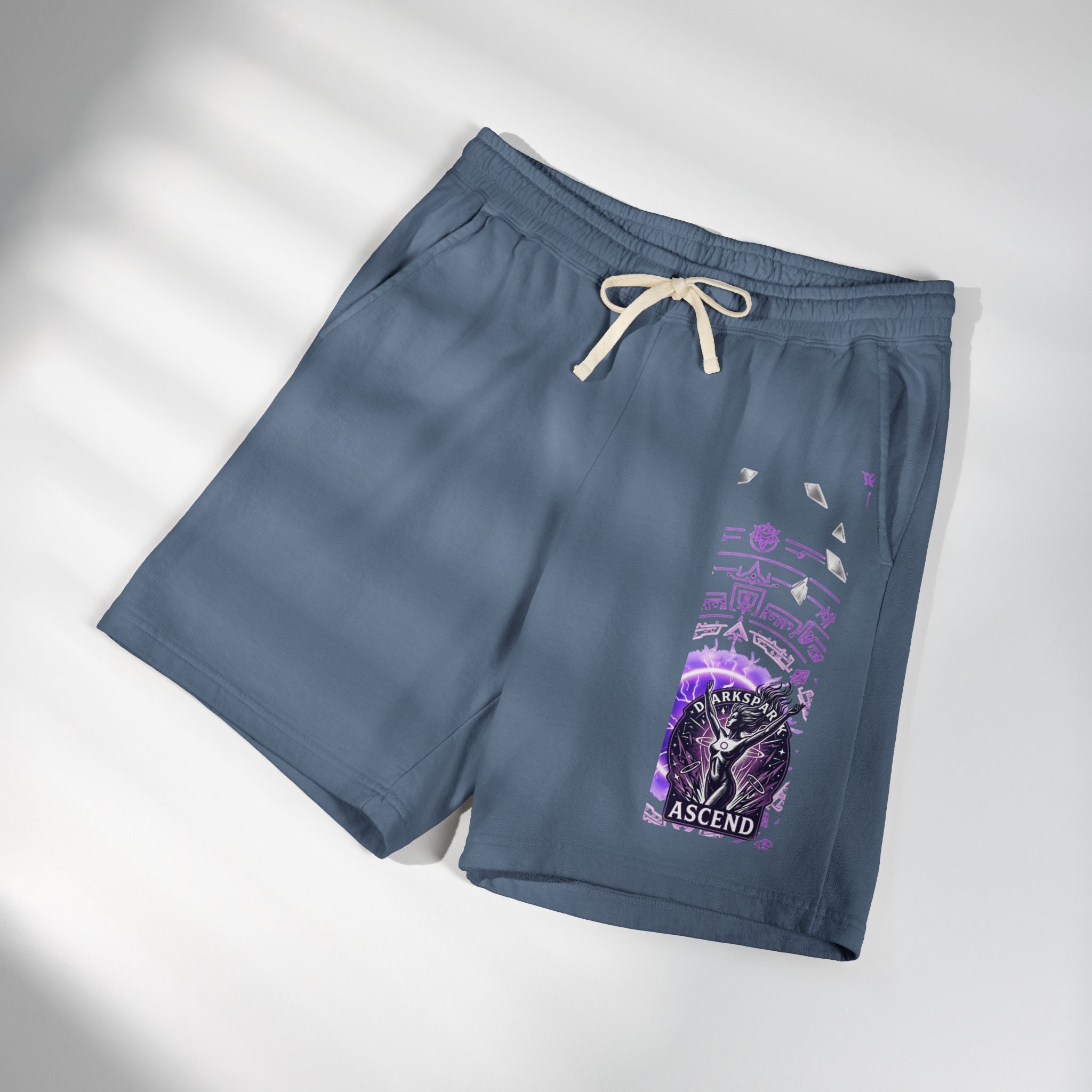 Power Runs Black PRB Ascend Graphic Sweat Shorts — Light Fleece Athletic Lounge Shorts by Power Runs Black