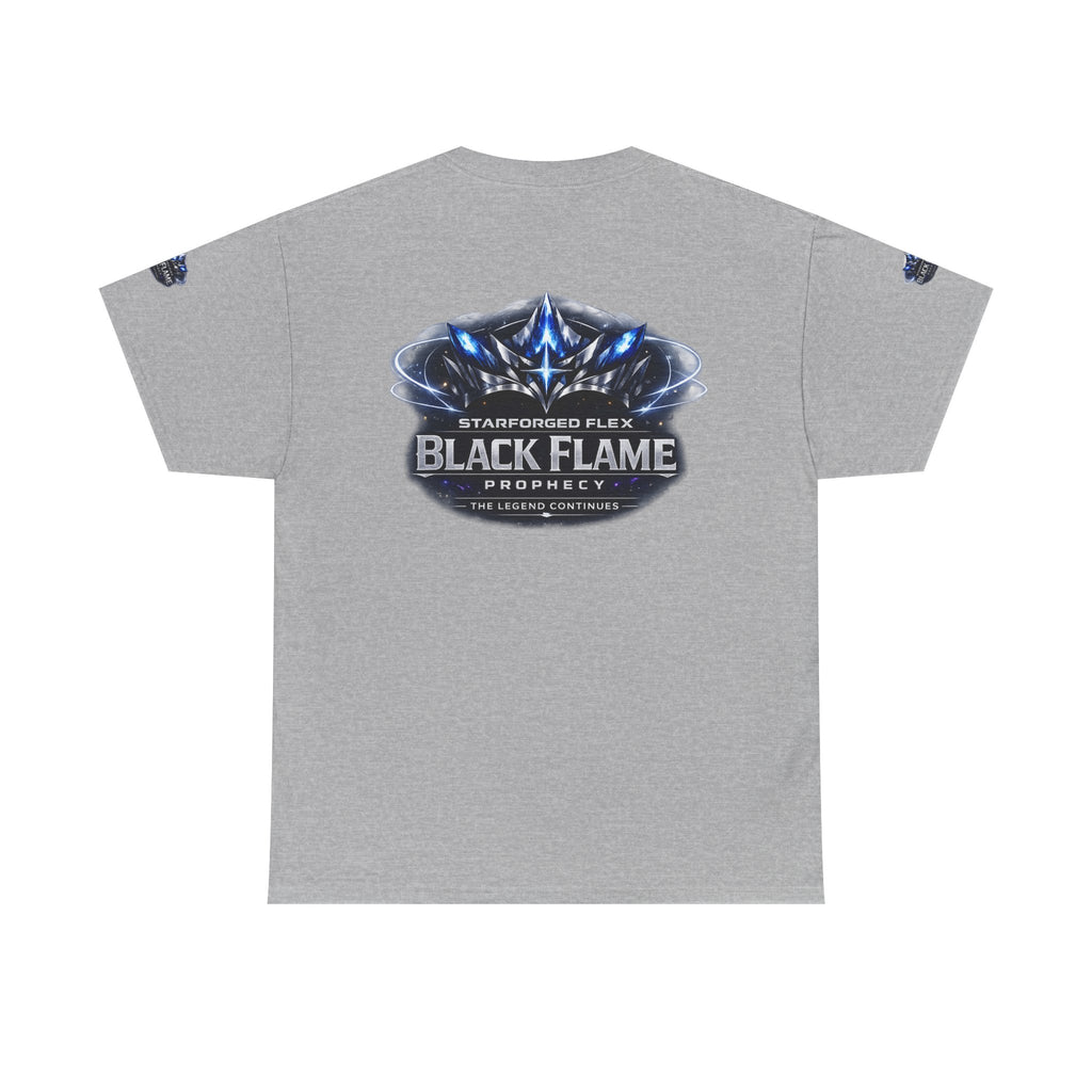 Black Flame Prophecy Graphic Tee — Dark Fantasy Sci-Fi T-Shirt | Power Runs Black by Printify