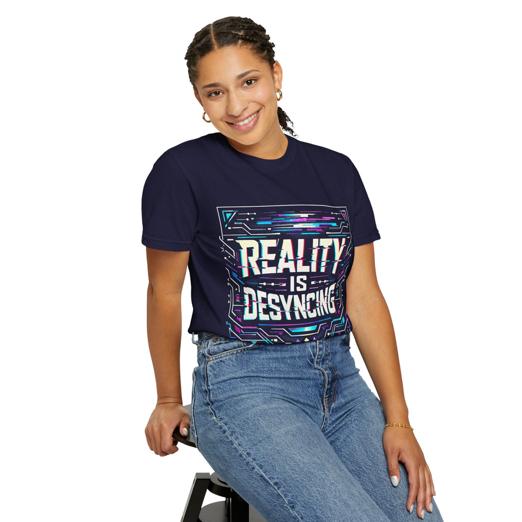 Power Runs Black PRB Glitchy Pastel "Reality Is Desyncing" T-Shirt by Printify