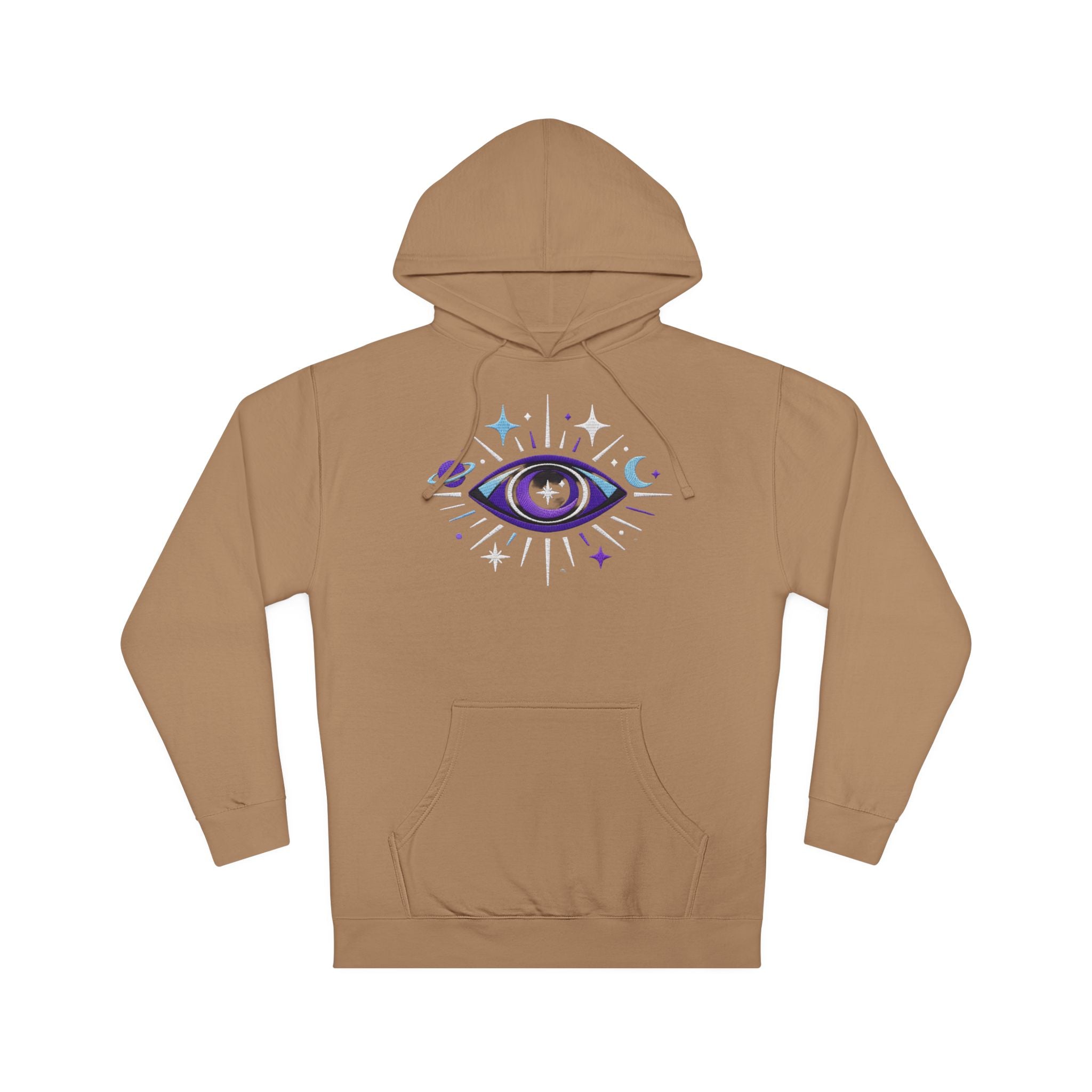 PRB Mystic Purple All-Seeing Eye Hoodie | Celestial Stars Moon by Power Runs Black