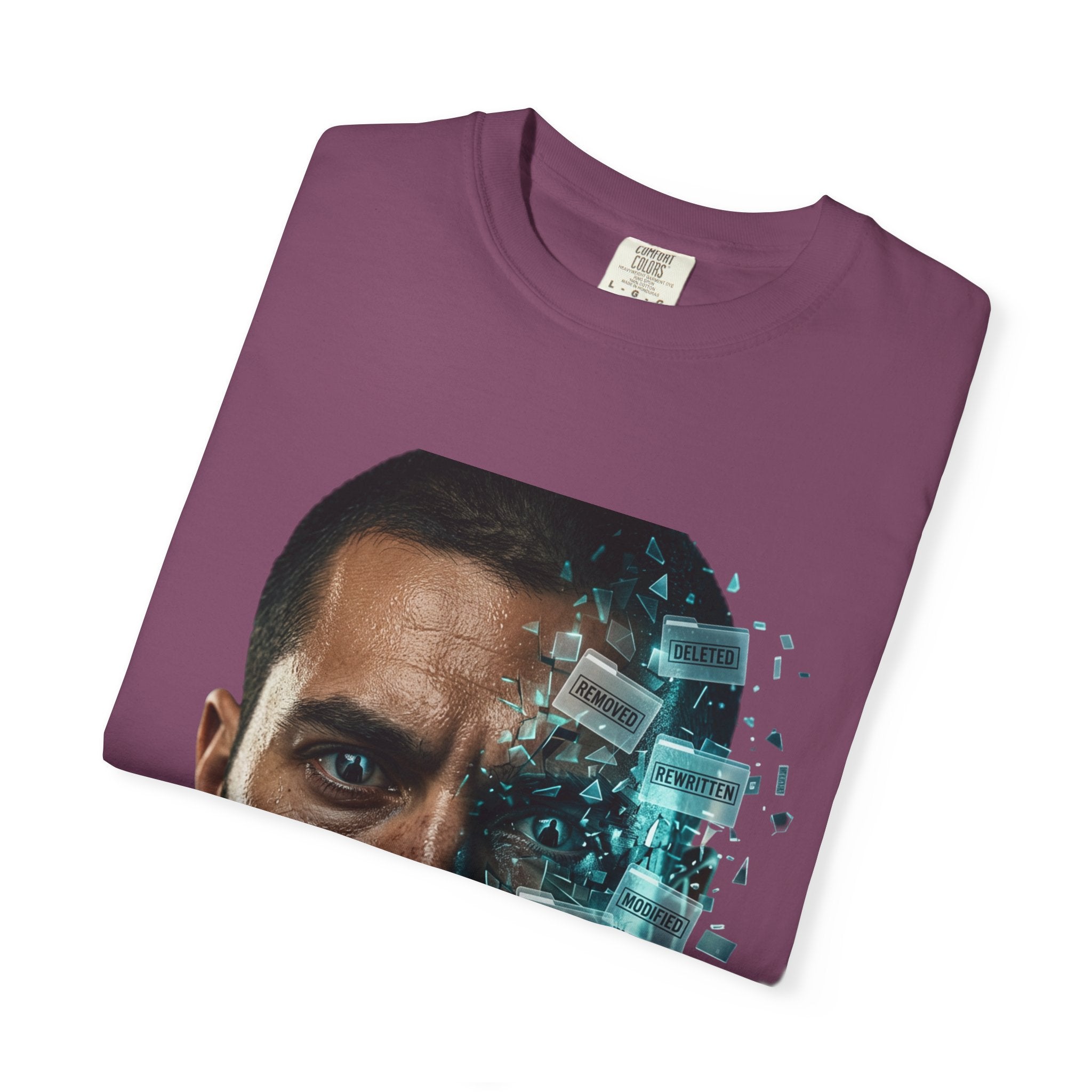 Syndication Loop Cyberpunk Portrait Tee — Tech-Noir Graphic T-Shirt | Power Runs Black by Printify