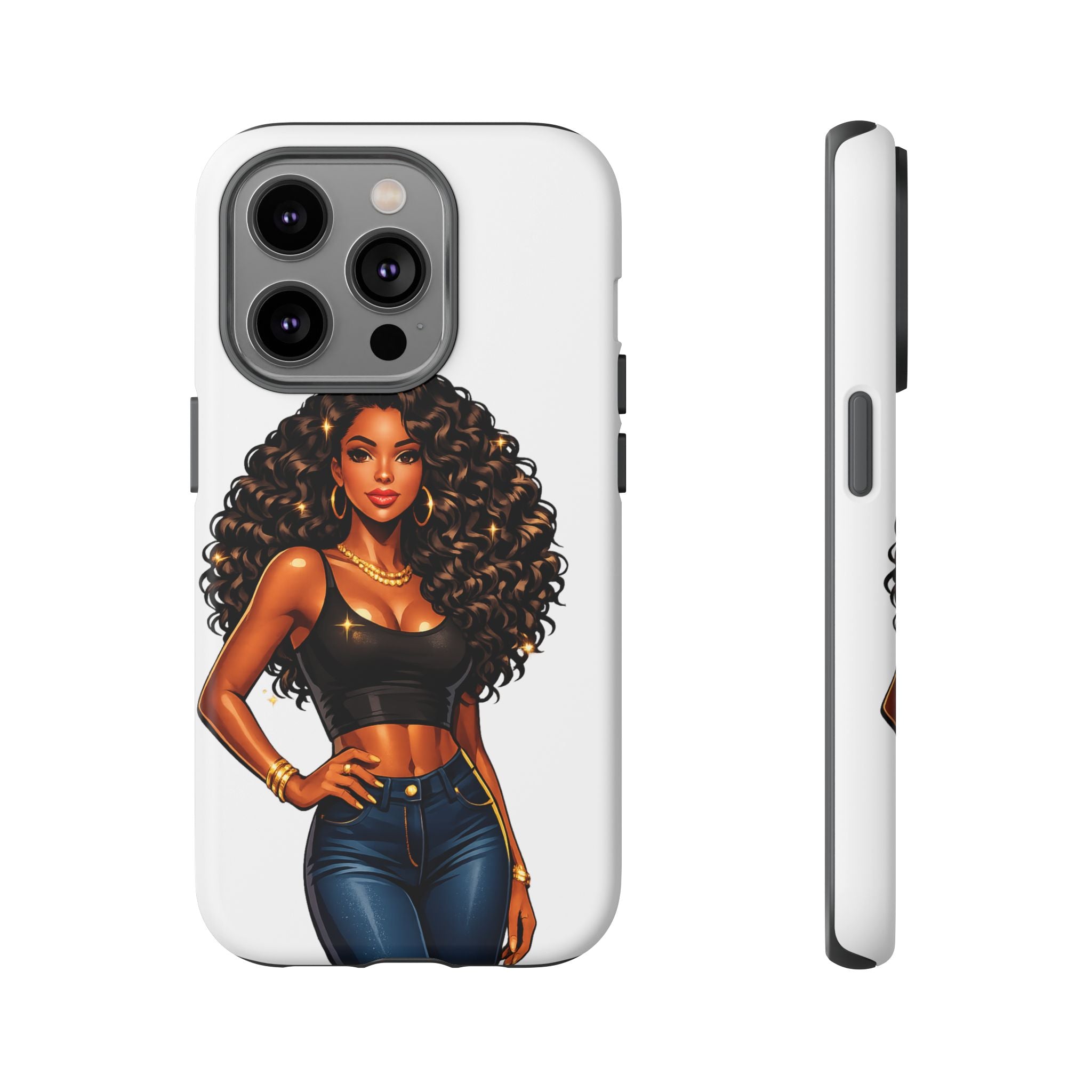 Pretty Rich Bitch by PRB Curly Hair Phone Case by Power Runs Black