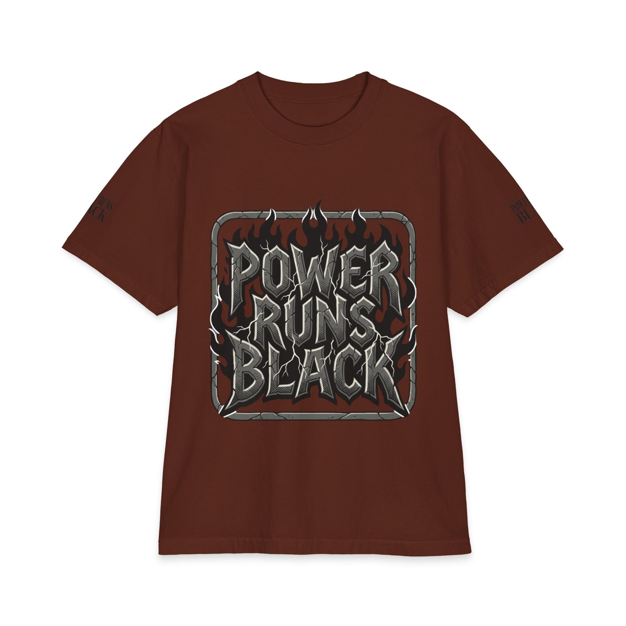 Power Runs Black Graphic T-Shirt — Bold Monochrome Streetwear by Printify