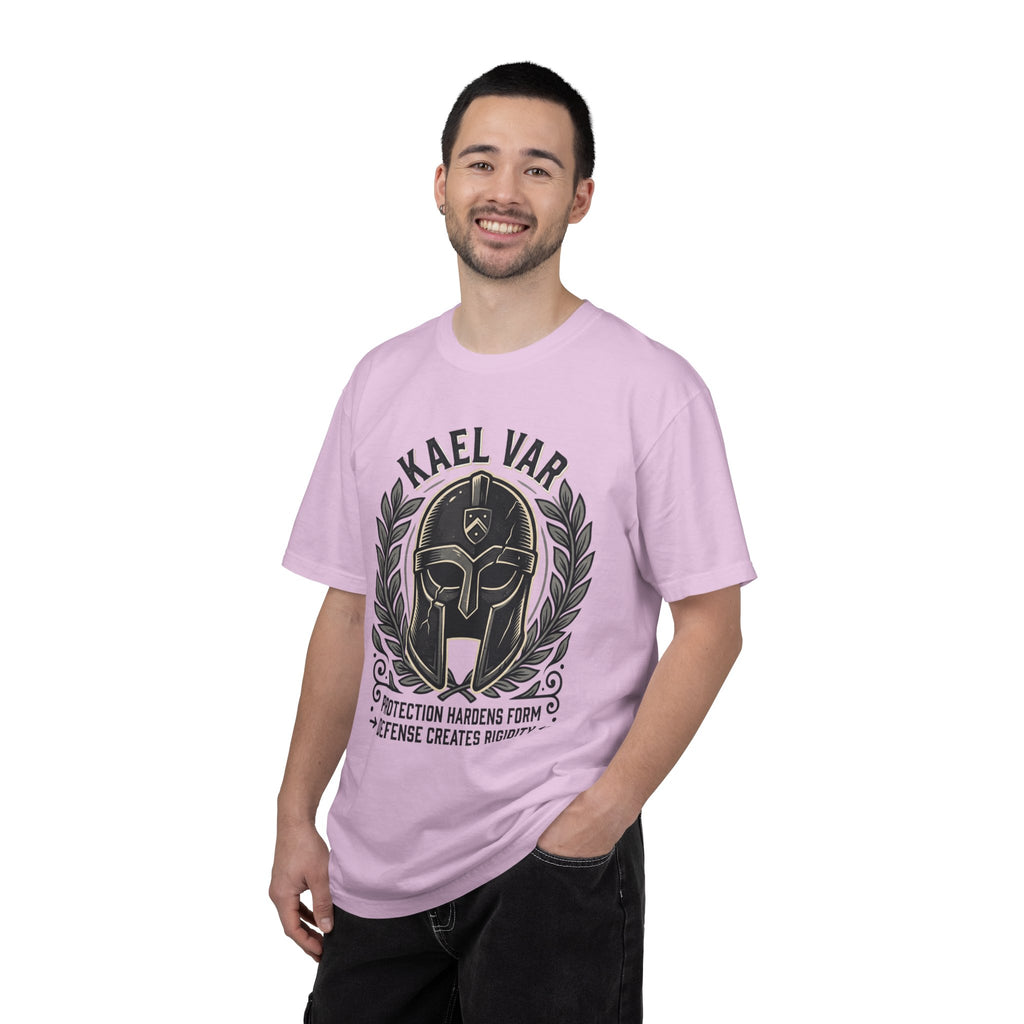 Power Runs Black PRB Kael Var Helmet Graphic T-Shirt — "Protection Hardens Form" Warrior Tee by Power Runs Black
