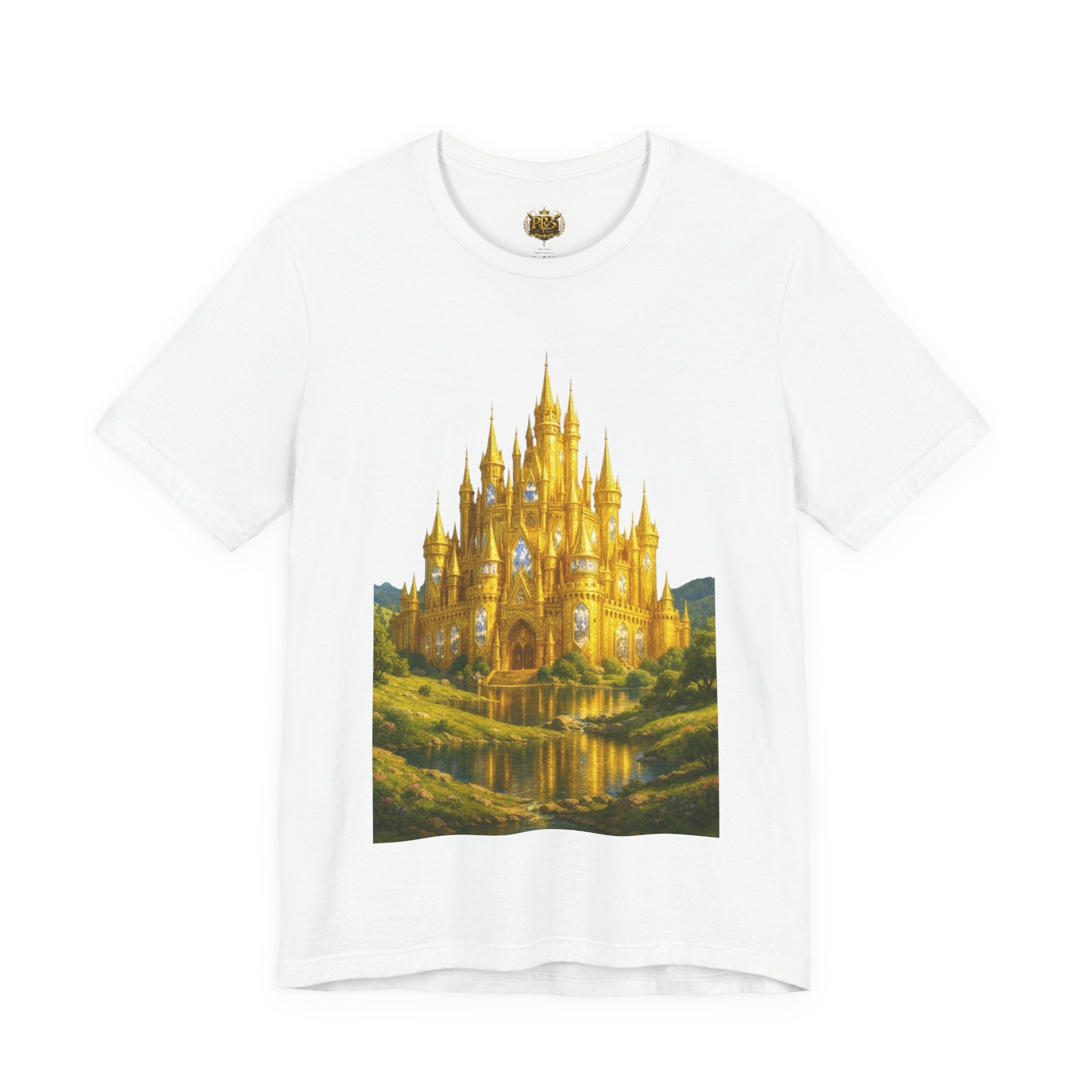 PRB Golden Fantasy Castle Tee | Magical Kingdom Illustration, Fairytale Scene by Printify