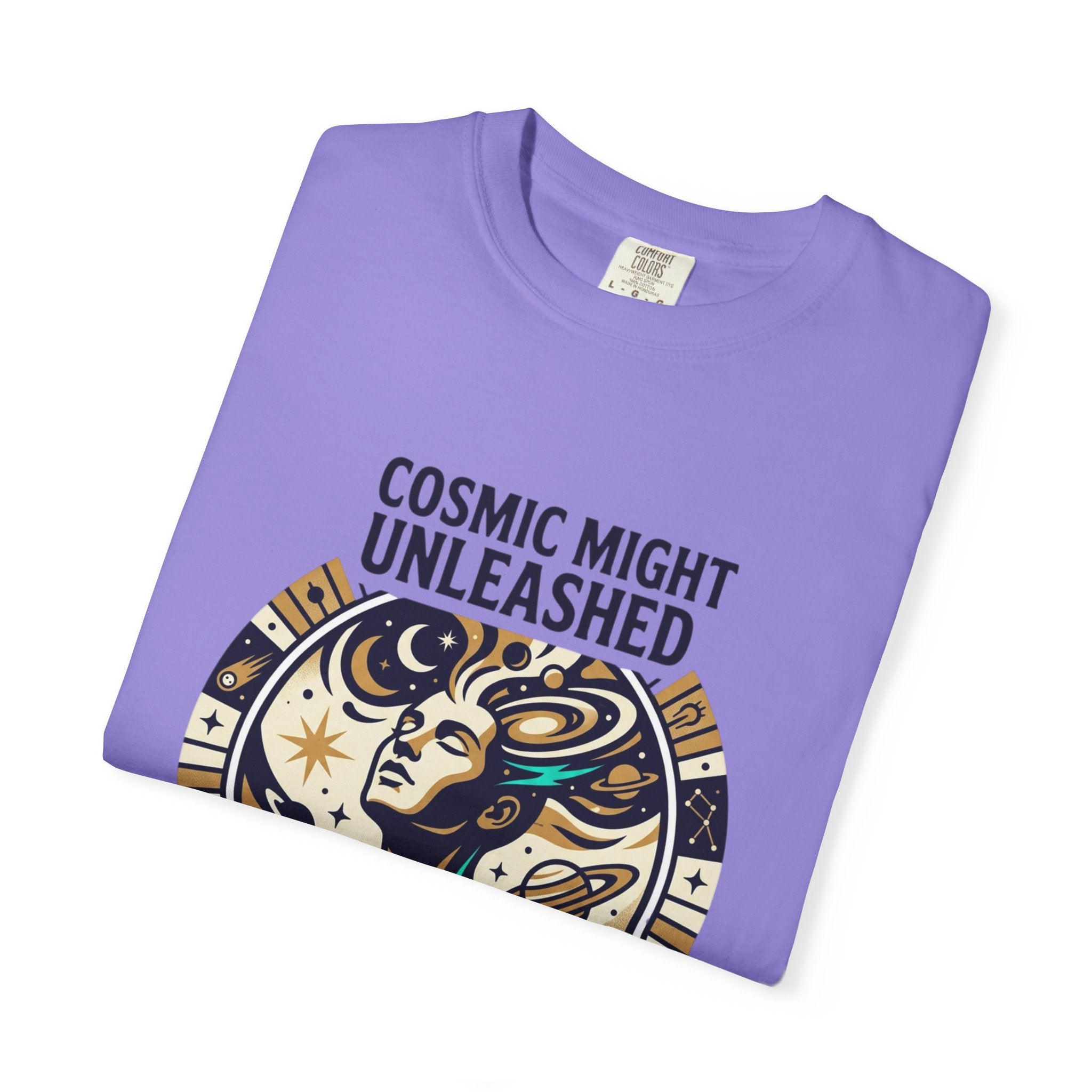 PRB Starforged Flex Cosmic Might Unleashed Graphic T-Shirt — Celestial Stag Astrology Tee by Power Runs Black