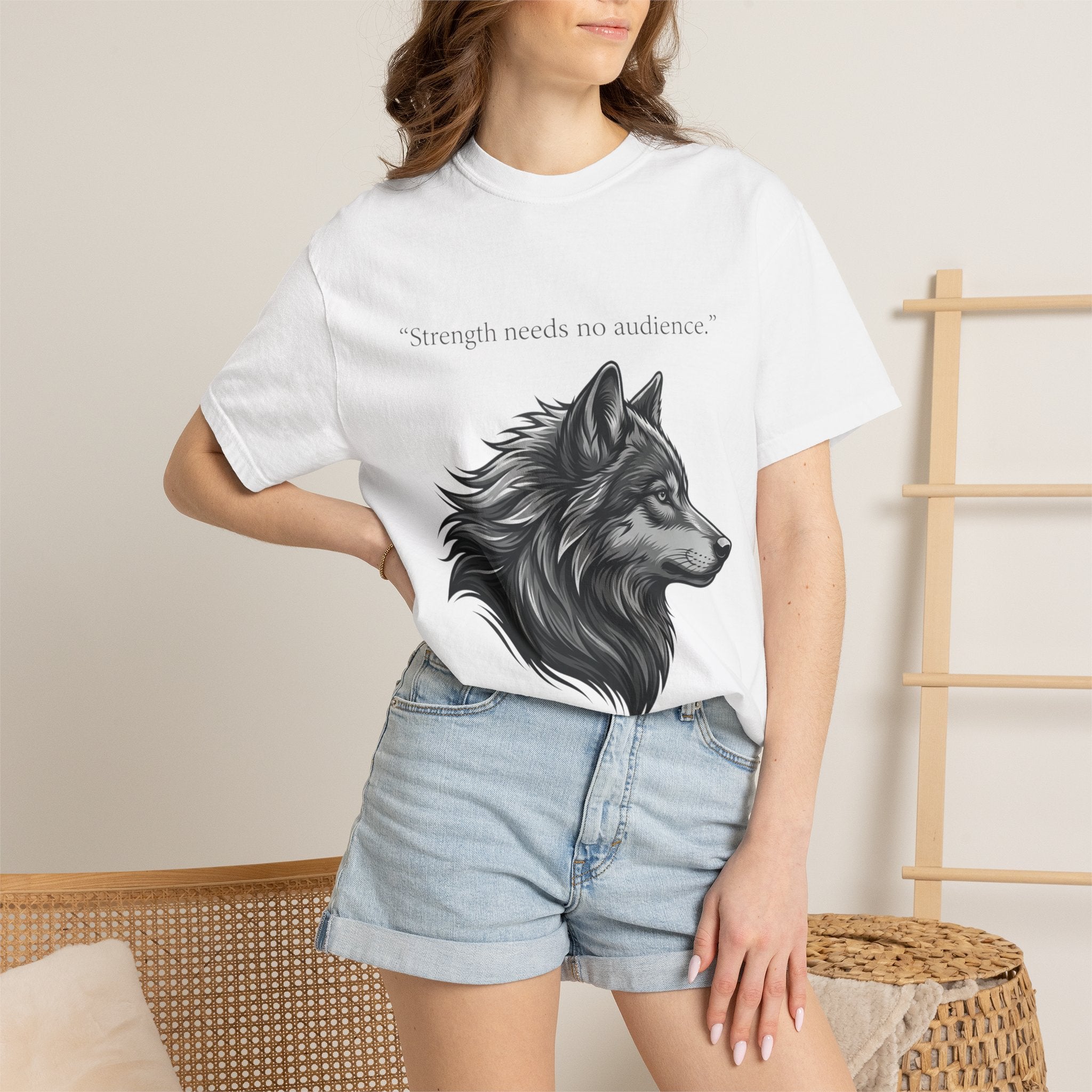 PRB Wolf Head T-Shirt — "Strength needs no audience" Inspirational Graphic Tee by Printify