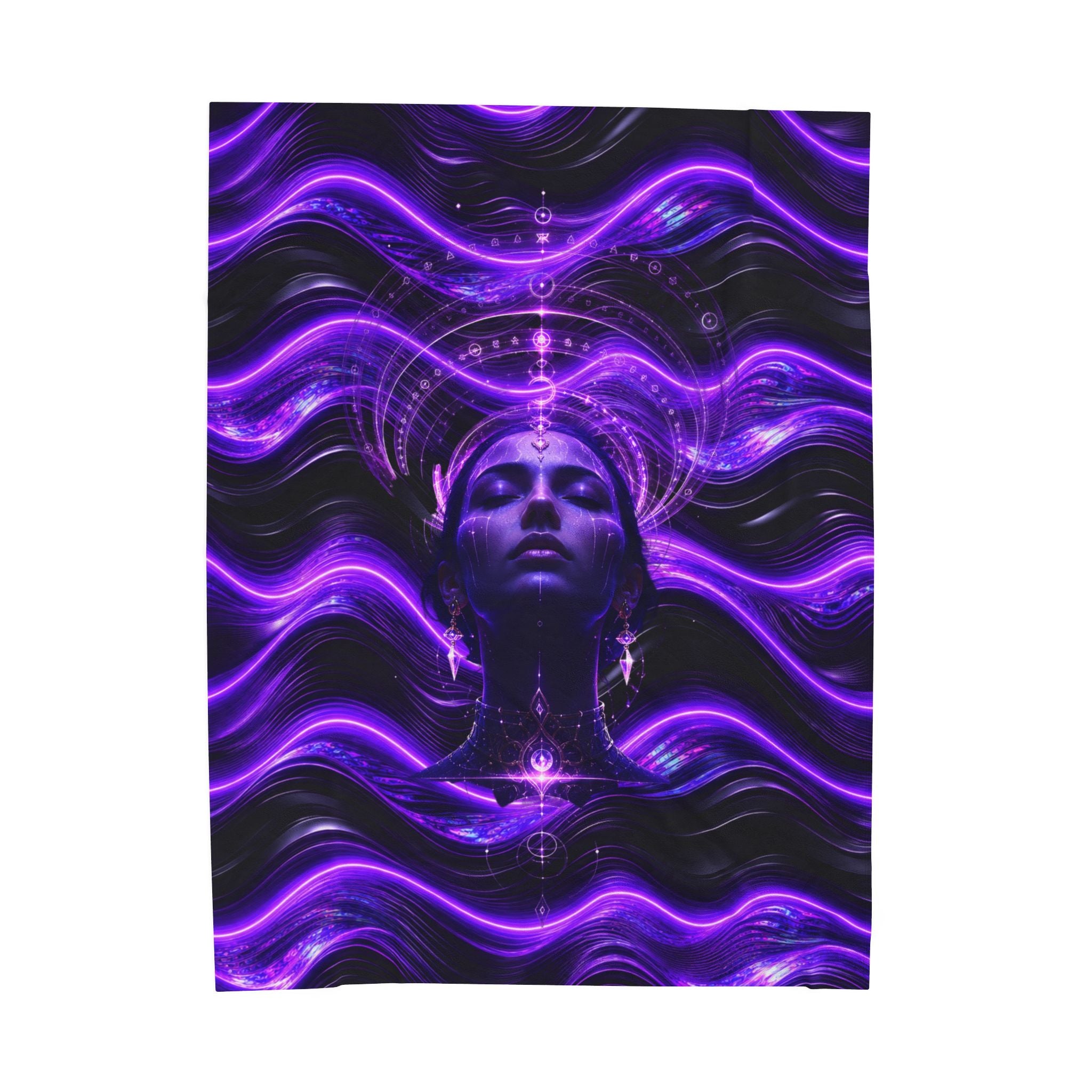 Power Runs Black Mystic Violet Aura Velveteen Plush Blanket by Power Runs Black