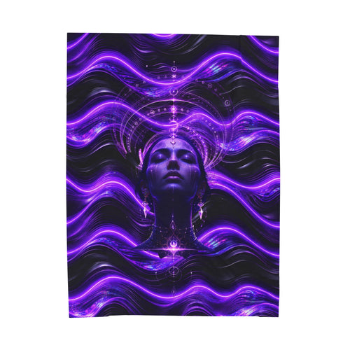Power Runs Black Mystic Violet Aura Velveteen Plush Blanket by Power Runs Black