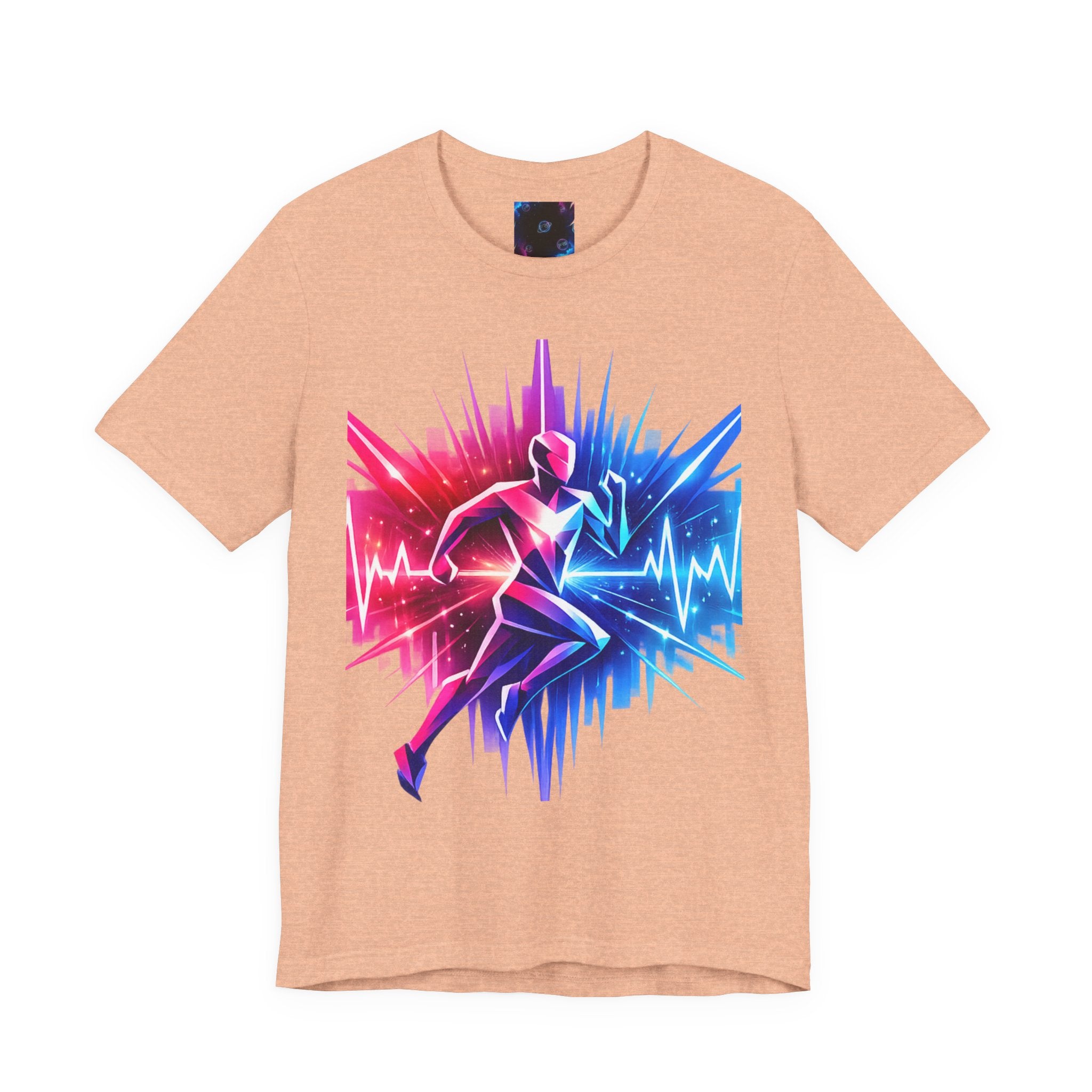 Power Runs Black PRB Running Pulse Graphic Tee — Neon Runner Heartbeat Sports T‑Shirt by Power Runs Black