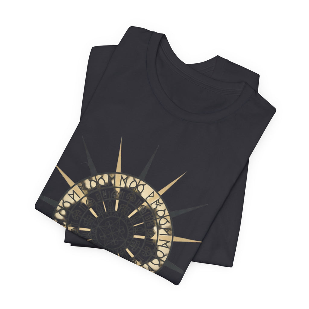 PRB Compass Rose Mandala Tee — Nautical Compass Graphic Shirt by Power Runs Black