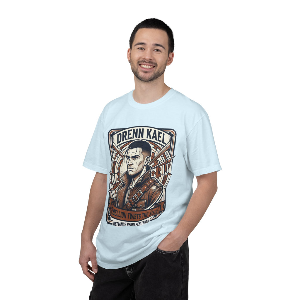 Power Runs Black PRB Drenn Kael Portrait T-Shirt — "Rebellion Twists the Axis" Graphic Tee by Printify