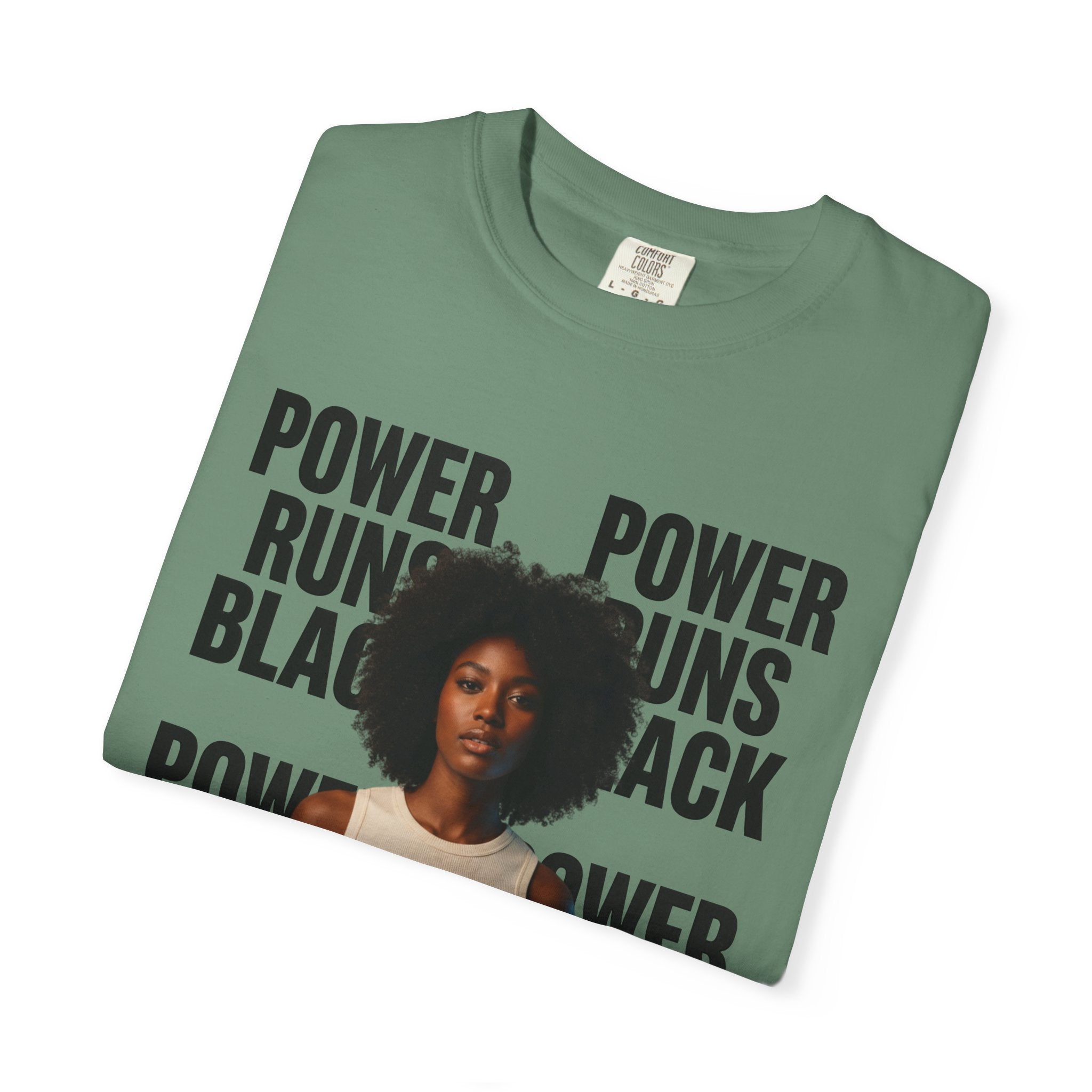 PRB Power Runs Black T-Shirt — Empowerment Portrait Tee by Power Runs Black