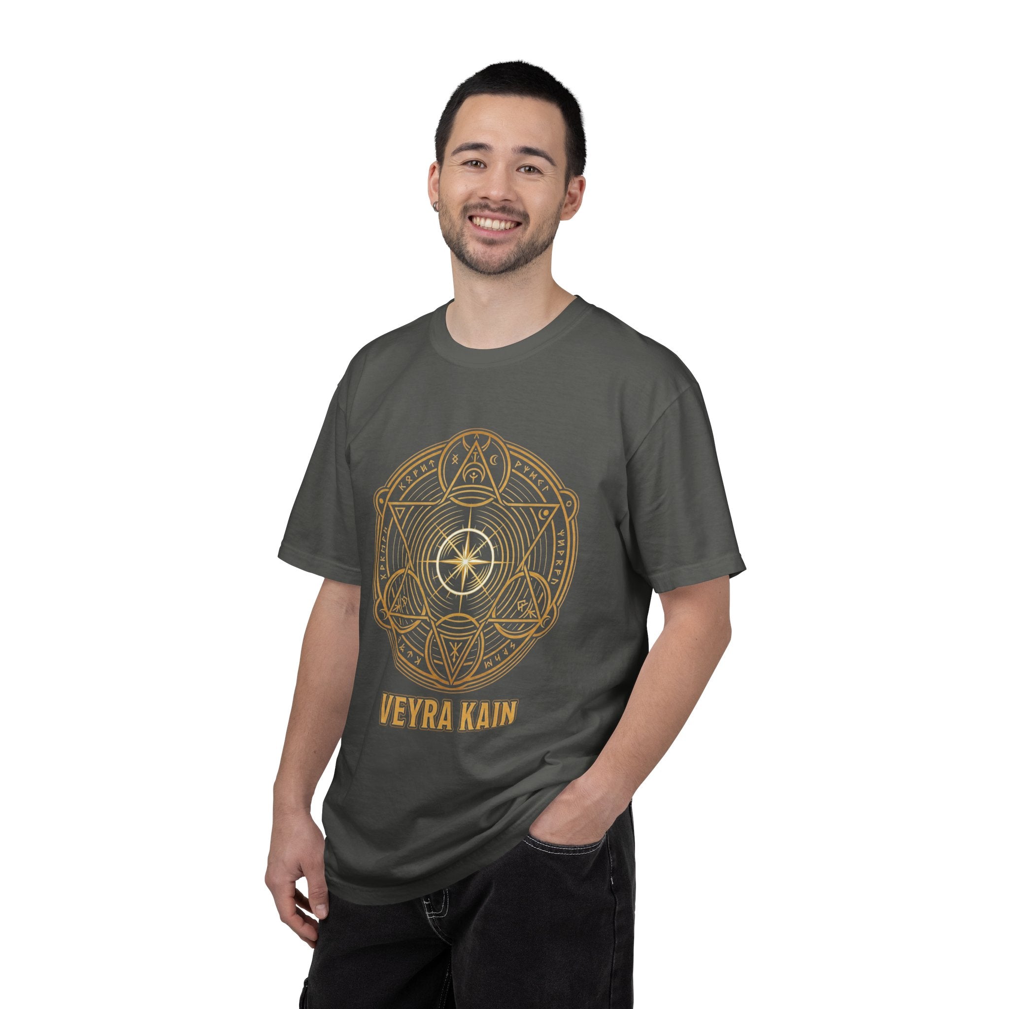 Power Runs Black PRB — Veyra Kain Geometric Sigil Tee with “Too Much Becomes Ruin” Graphic T-Shirt by Printify