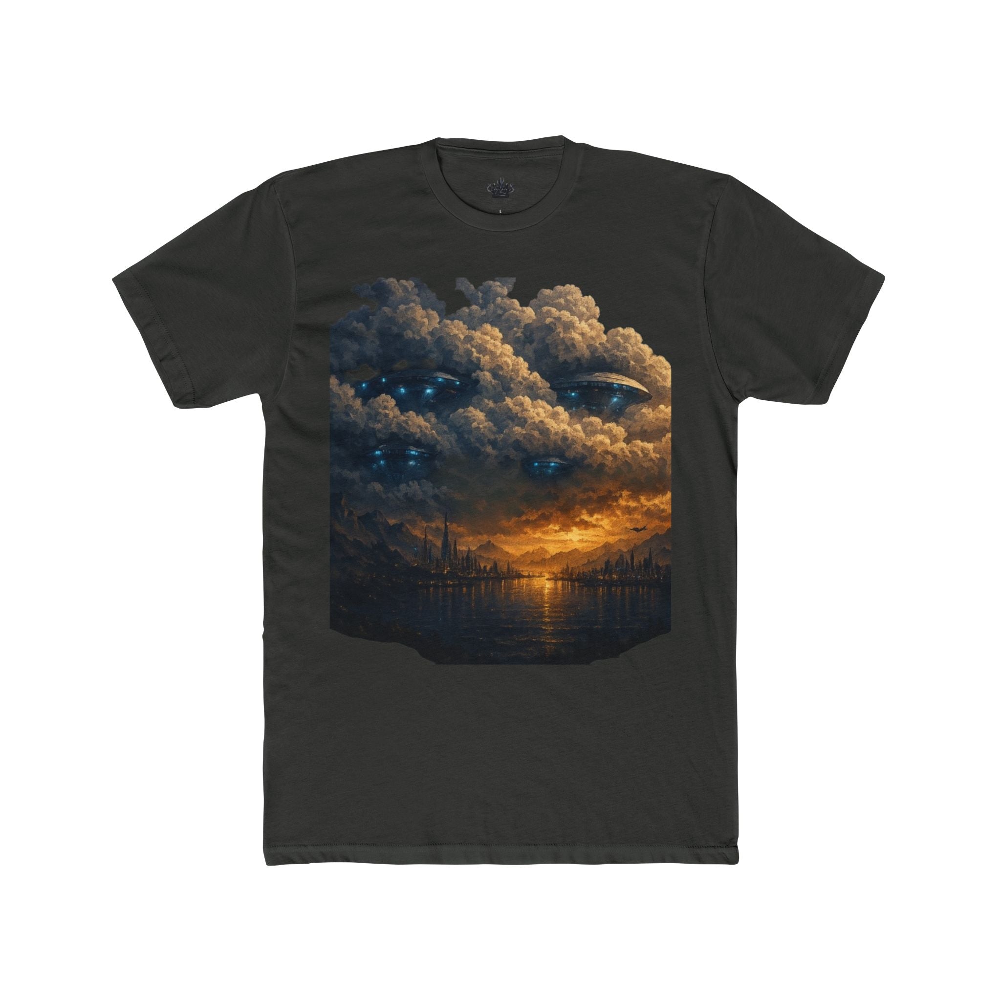 PRB Sunset Stormscape Tee — Dramatic Cloudscape Graphic T-Shirt by Power Runs Black