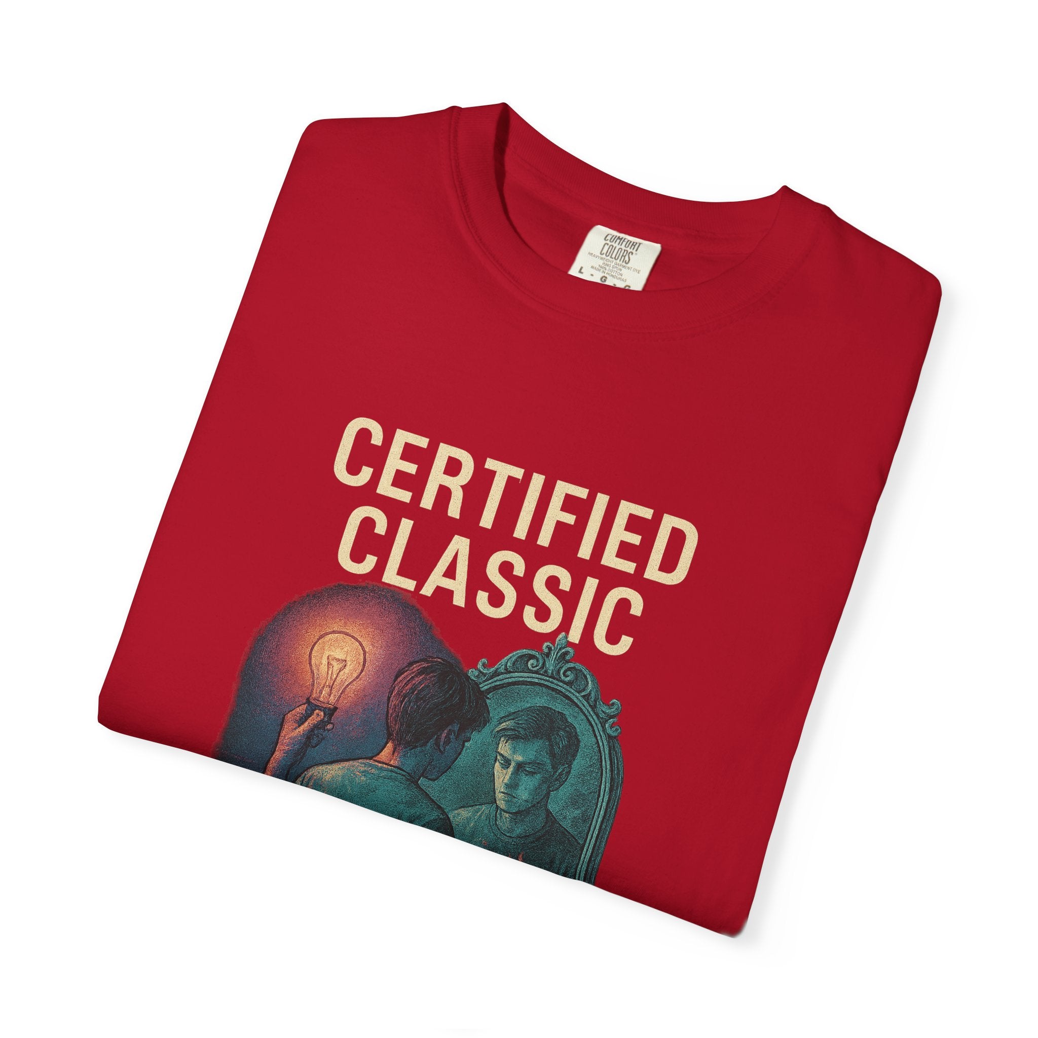 PRB Certified Classic Mirror Illustration T-shirt | Retro Mystic Artwork by Power Runs Black