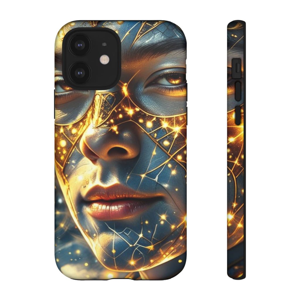 PRB Galactic Portrait Tough Case | Cosmic Face Phone Case, Starry Nebula Design by Power Runs Black