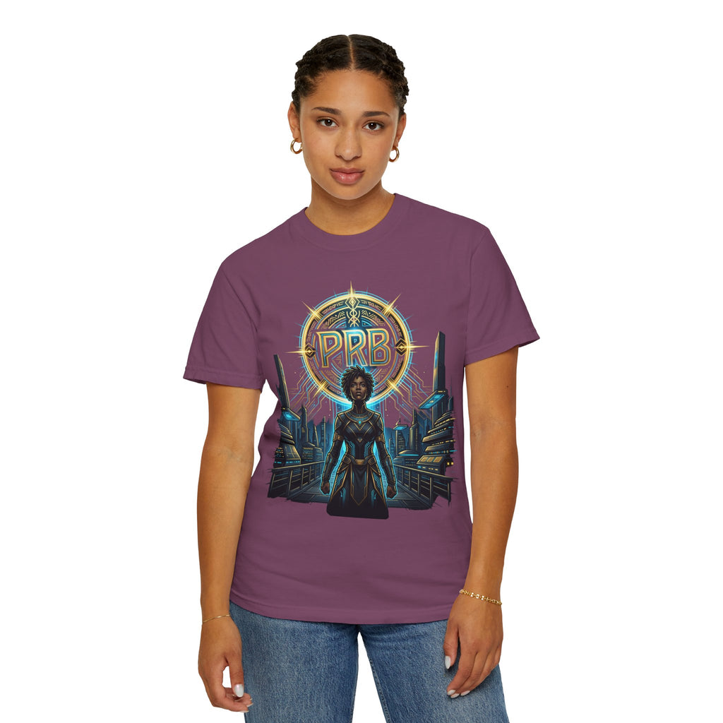 Futuristic Warrior Afrofuturist Graphic T-Shirt | Sci-Fi Streetwear Tee by Printify