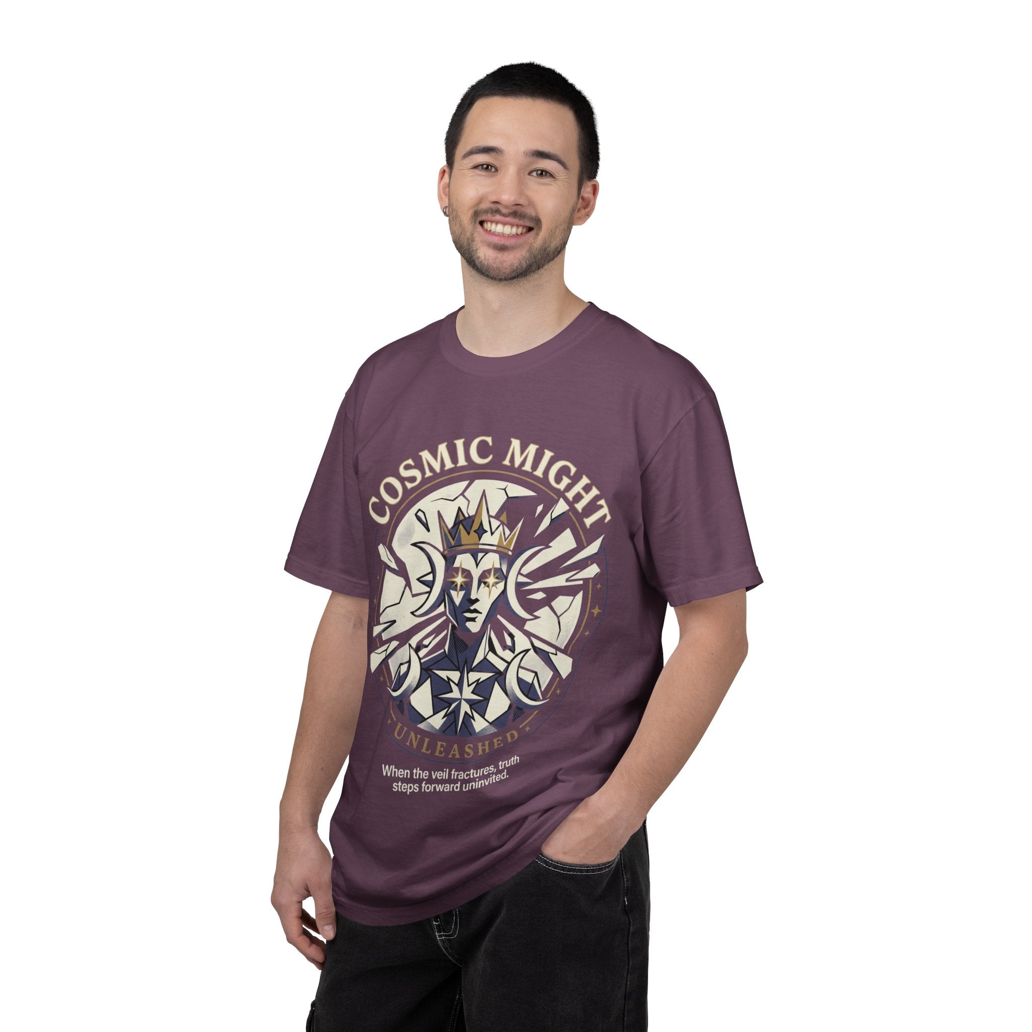 PRB Starforged Flex Cosmic Might Unleashed Graphic T-Shirt — 'Cosmic Might Unleashed' Vintage Astro King Tee by Power Runs Black