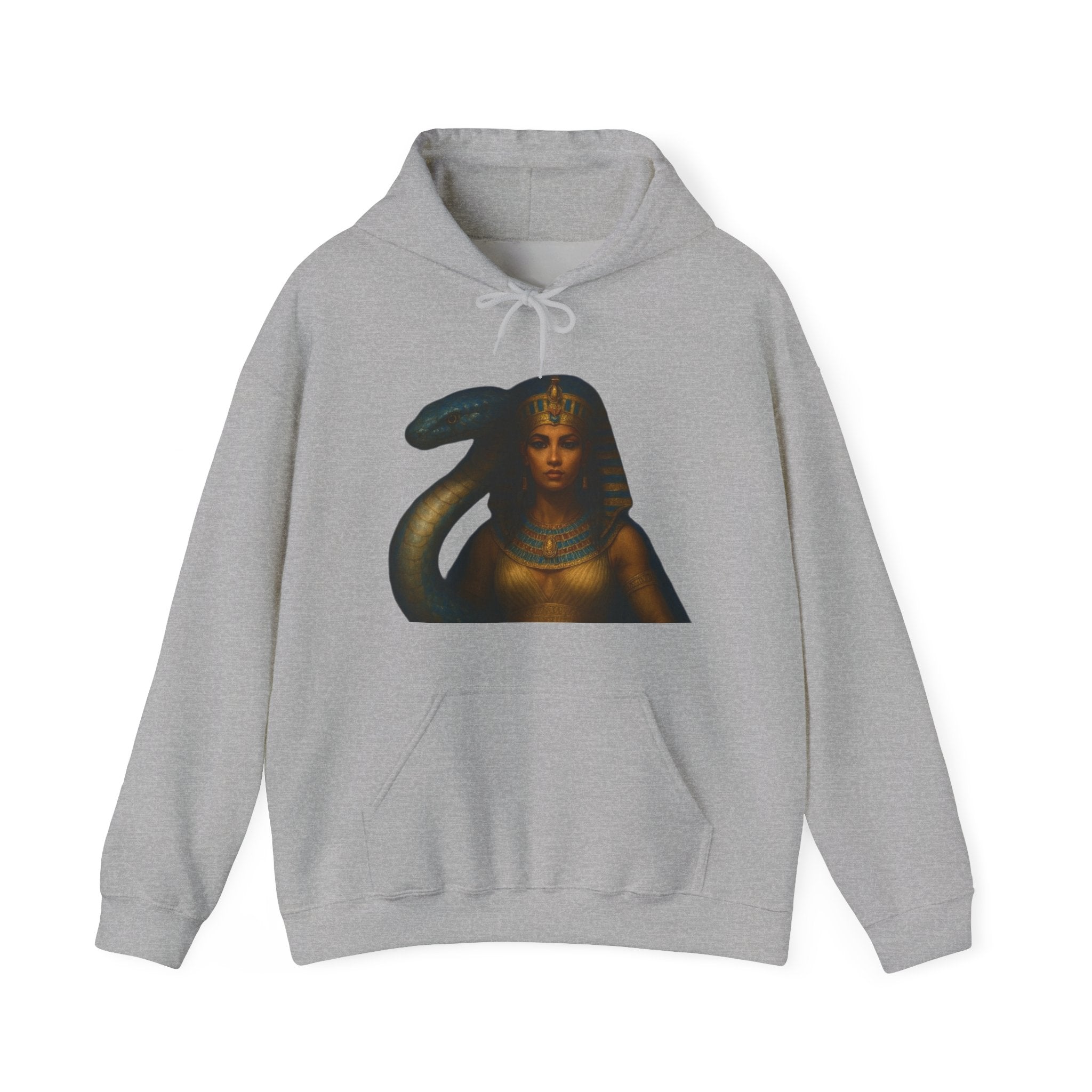 PRB Egyptian Goddess Portrait Hoodie | Serpent Headdress, Ancient Queen Art by Power Runs Black