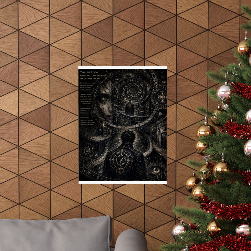 Power Runs Black Dark Surreal Poster — Spiral Dreamscape Matte Vertical Art Print by Power Runs Black