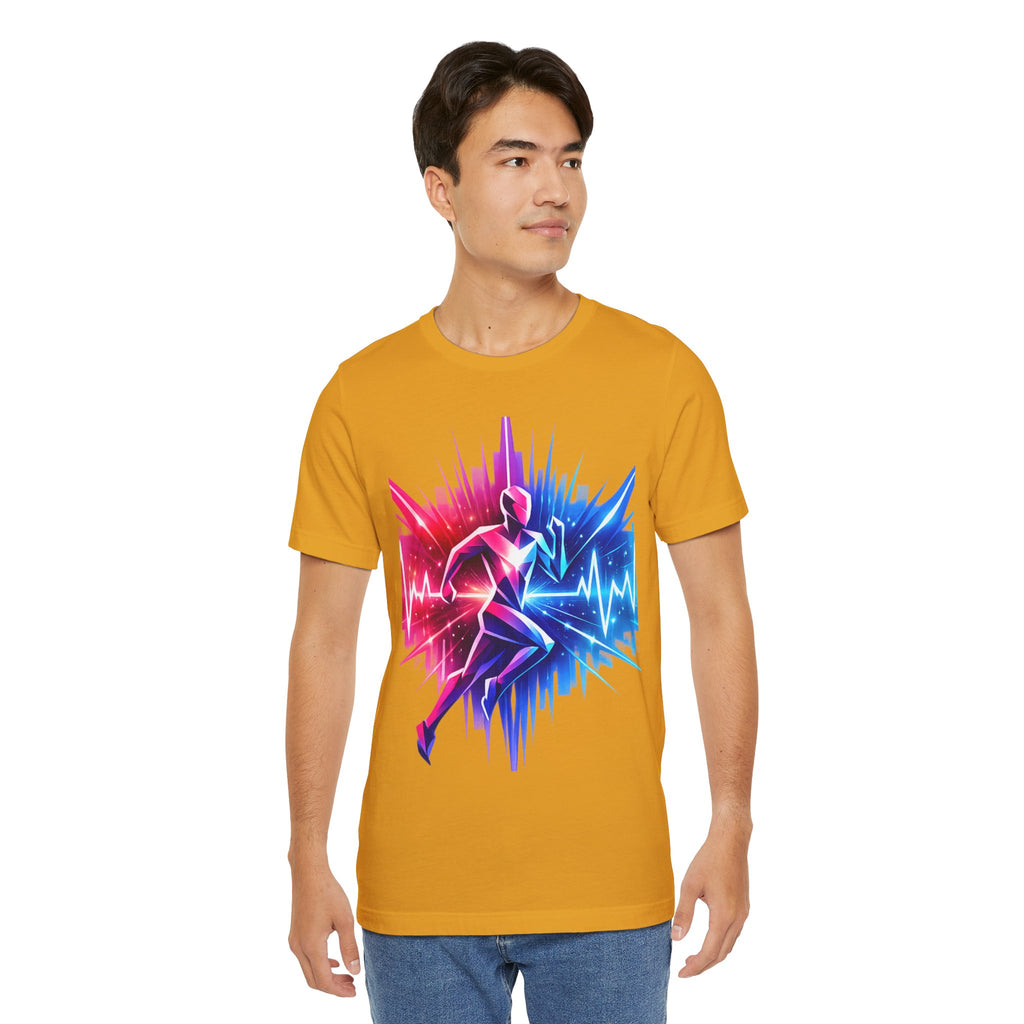 Power Runs Black PRB Running Pulse Graphic Tee — Neon Runner Heartbeat Sports T‑Shirt by Power Runs Black