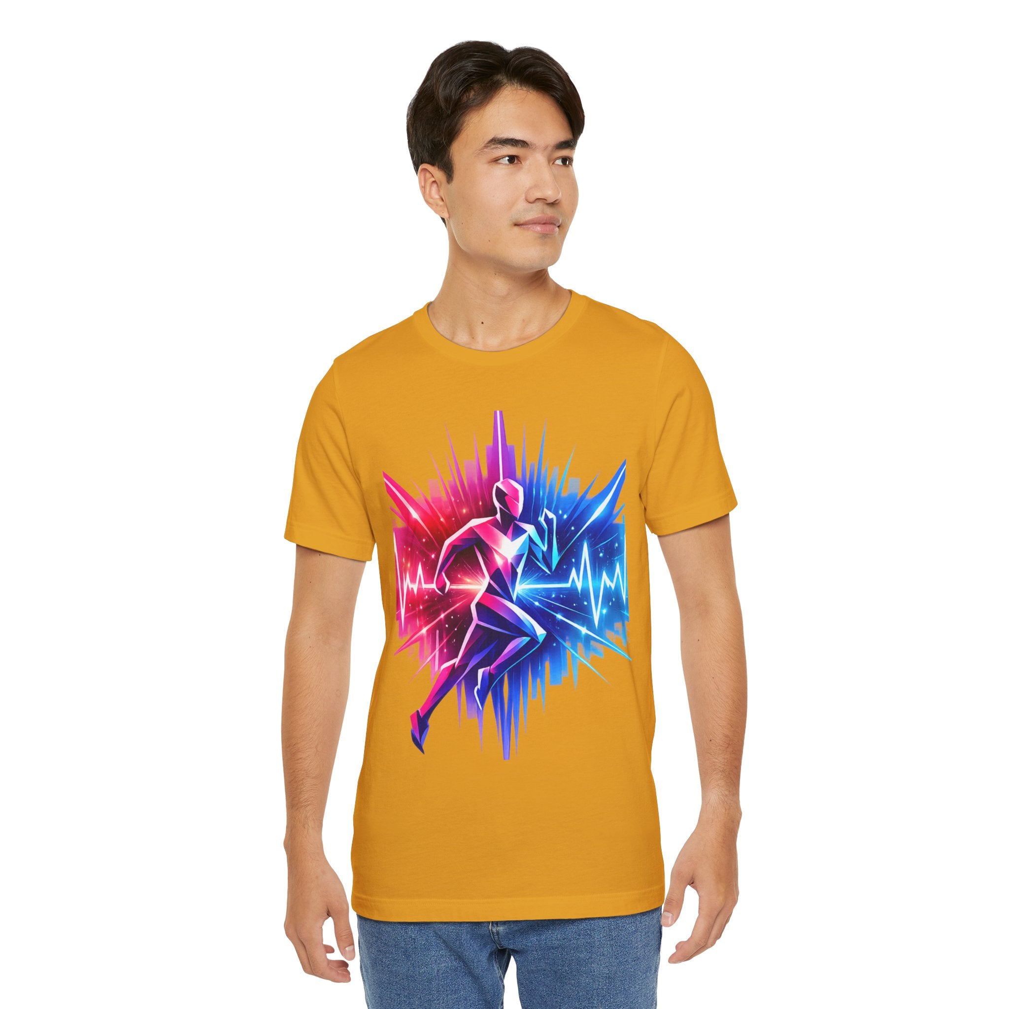 Power Runs Black PRB Running Pulse Graphic Tee — Neon Runner Heartbeat Sports T‑Shirt by Power Runs Black
