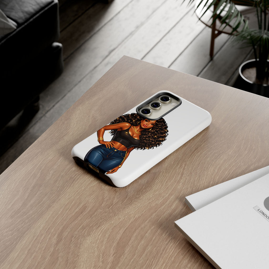Pretty Rich Bitch by PRB Curly Hair Phone Case by Power Runs Black