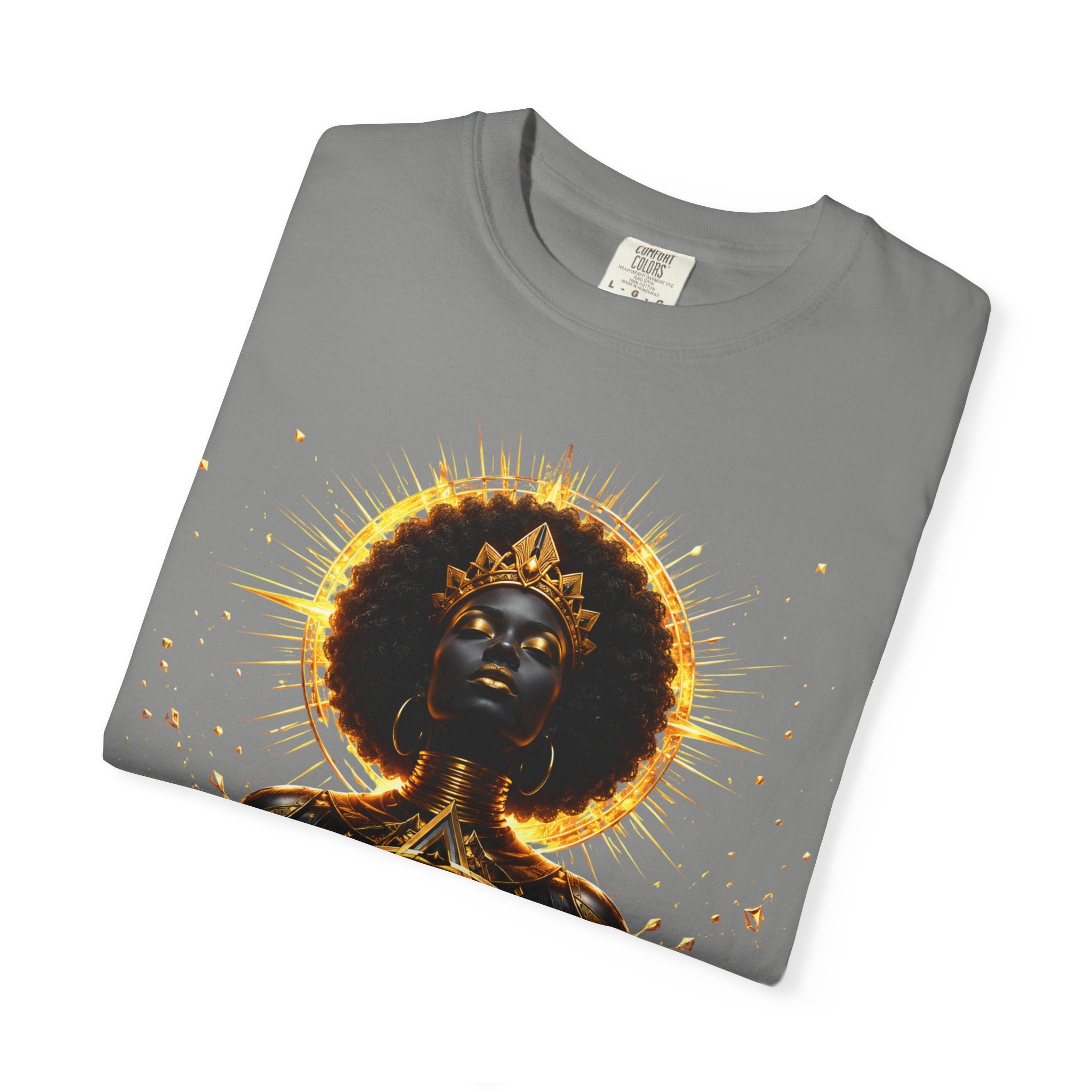 Power Runs Black goddess illustration T-Shirt | Afrocentric black pride design by Power Runs Black