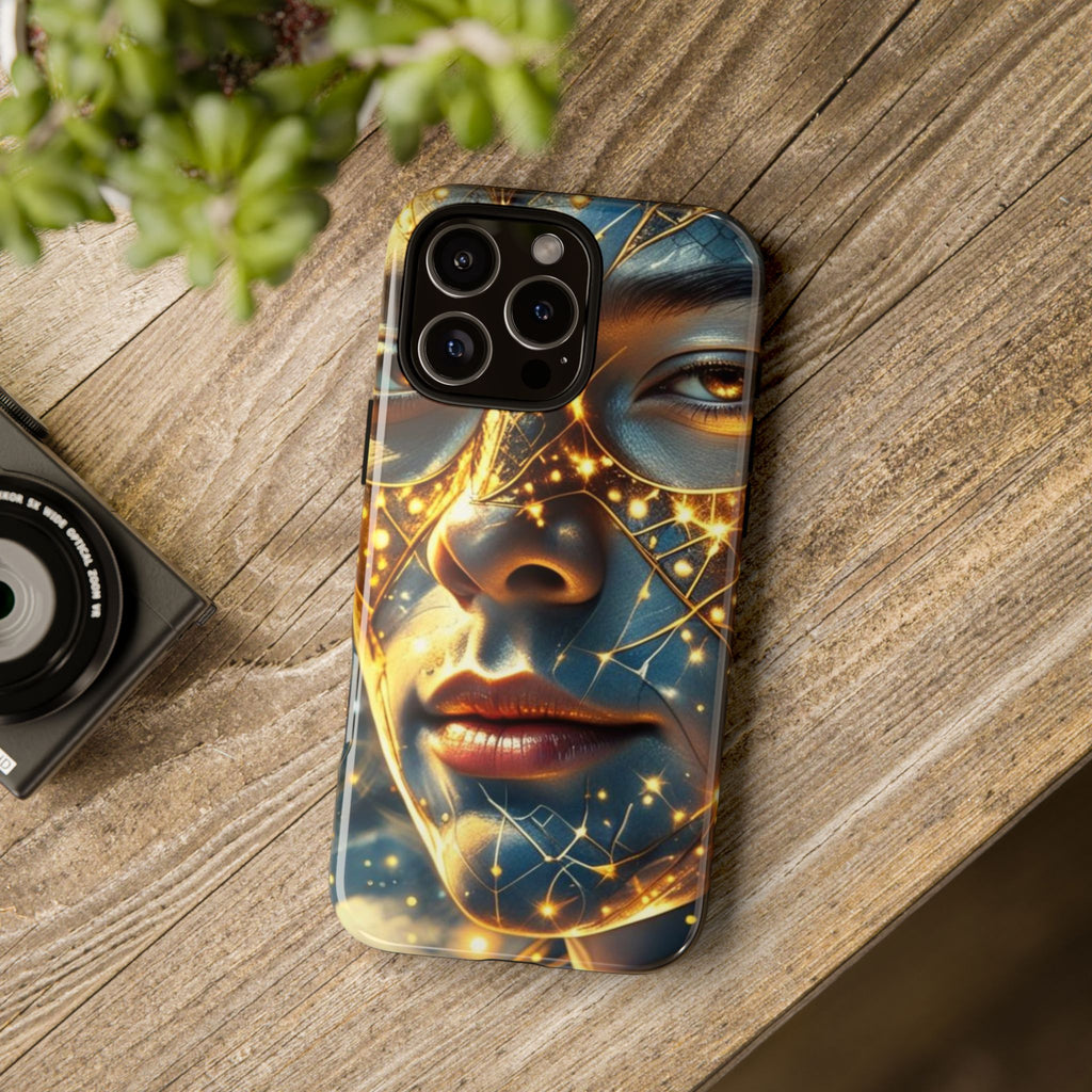 PRB Galactic Portrait Tough Case | Cosmic Face Phone Case, Starry Nebula Design by Power Runs Black