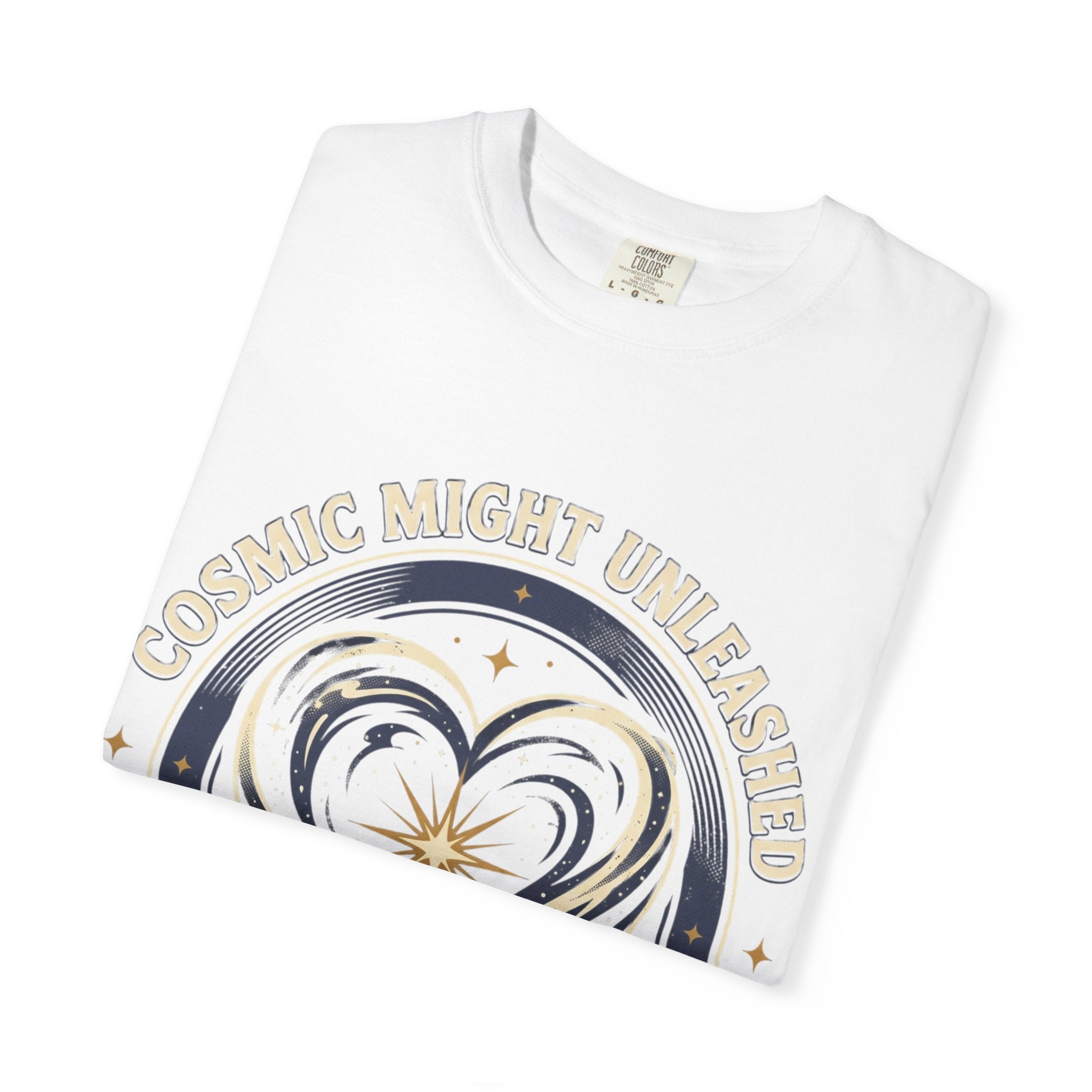 PRB Starforged Flex Cosmic Might Unleashed Heart Graphic T-Shirt — "Cosmic Might Unleashed" Astral Design by Power Runs Black
