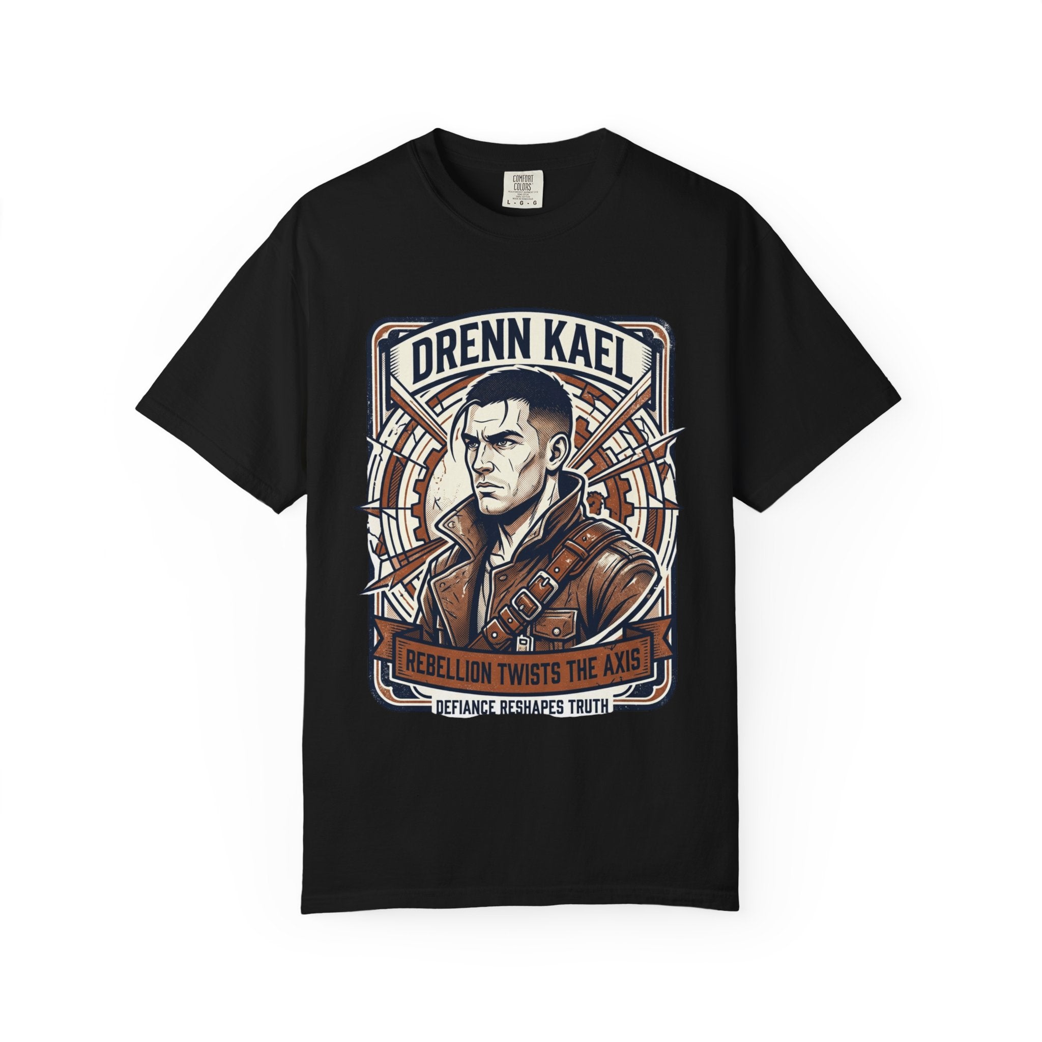 Power Runs Black PRB Drenn Kael Portrait T-Shirt — "Rebellion Twists the Axis" Graphic Tee by Power Runs Black