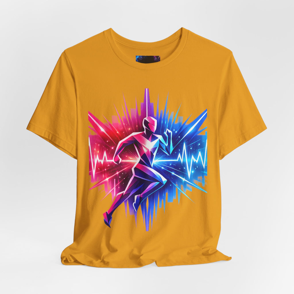 Power Runs Black PRB Running Pulse Graphic Tee — Neon Runner Heartbeat Sports T‑Shirt by Power Runs Black