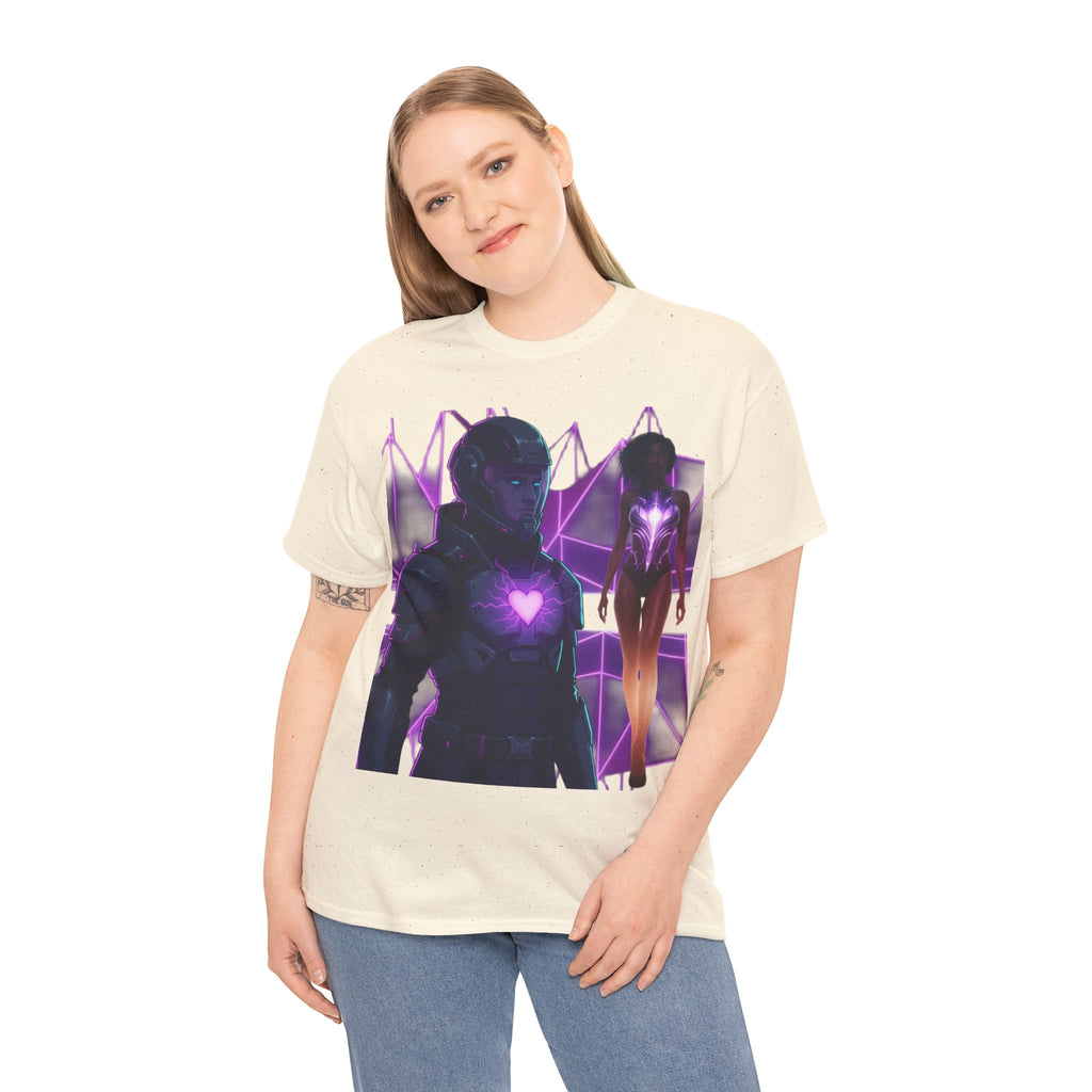 Power Run Black PRB Pretty Rich Bitch The Collection Purple Heart Cyberpunk Knight T-Shirt | Futuristic Armor Sci‑Fi Tee by Printify