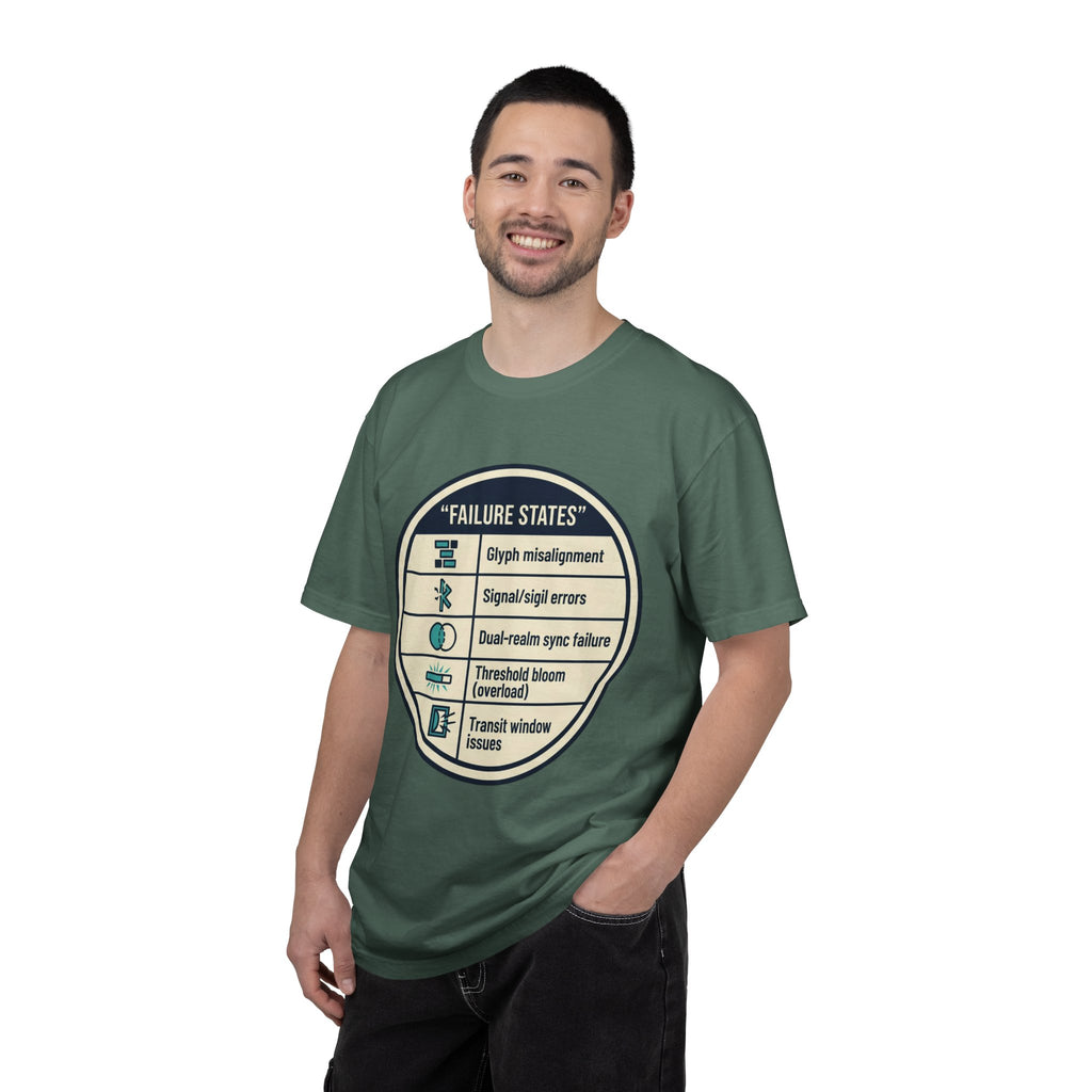 Power Runs Black PRB Failure States T-Shirt — Sci‑Fi Status Badge Graphic Tee by Printify