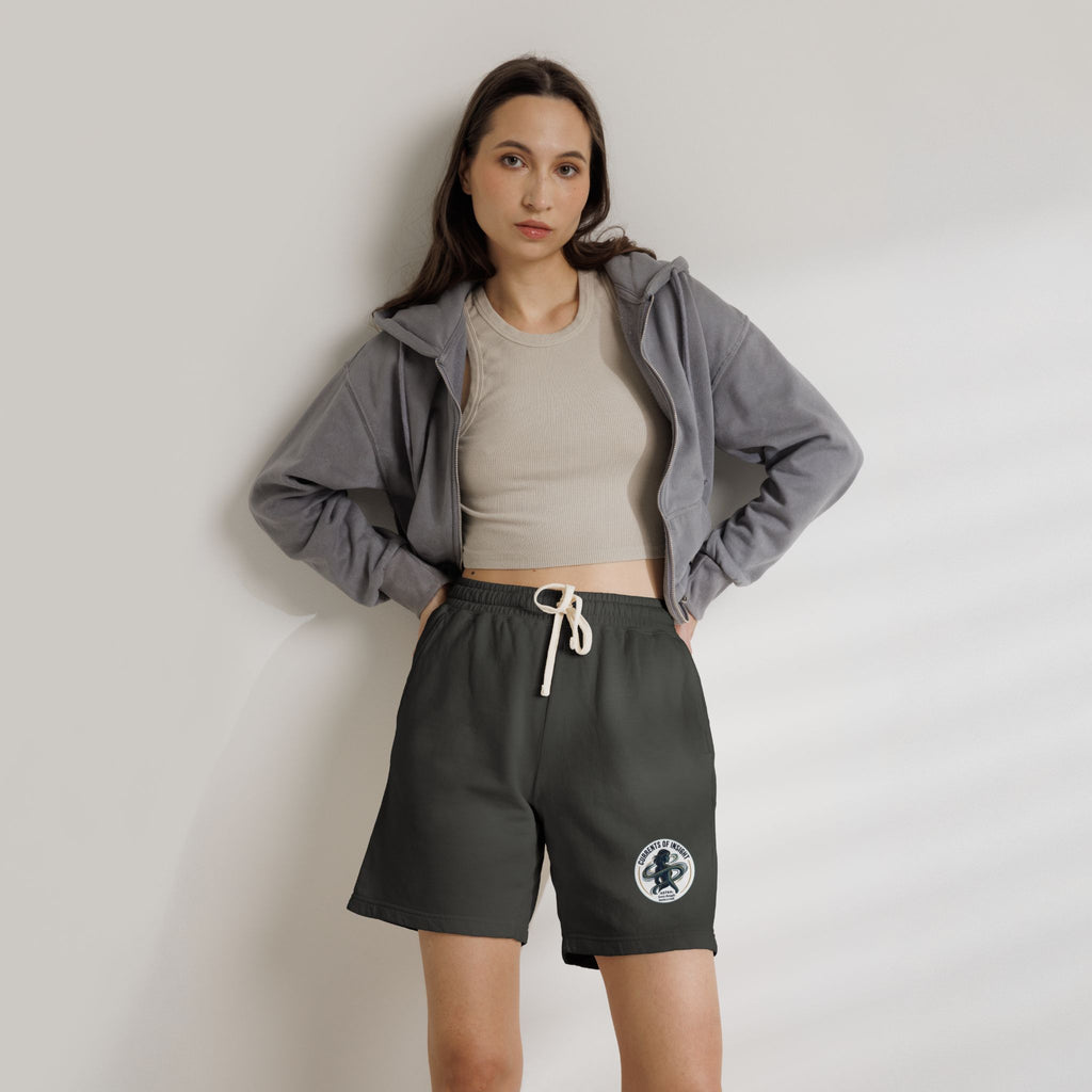 Power Runs Black Lightweight Fleece Sweat Shorts — Vintage Surf Patch by Power Runs Black