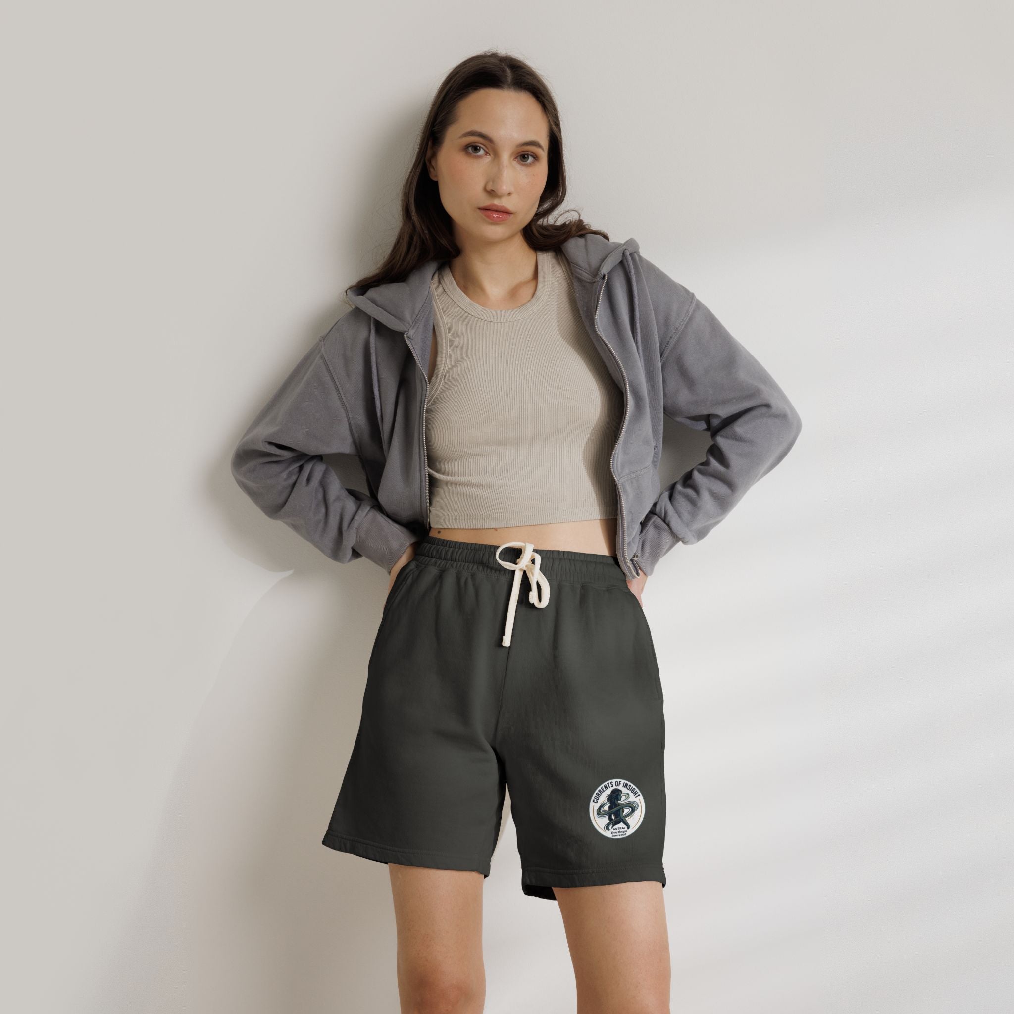 Power Runs Black Lightweight Fleece Sweat Shorts — Vintage Surf Patch by Power Runs Black
