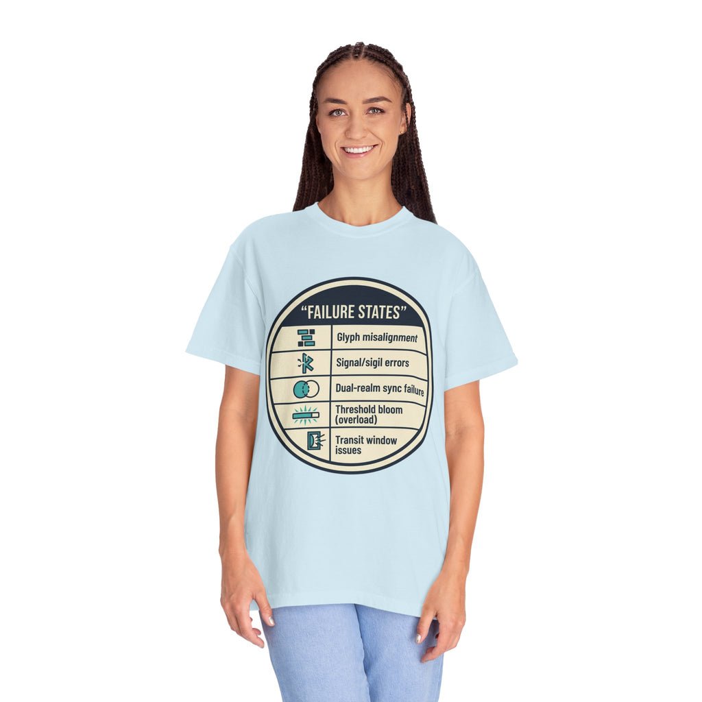 Power Runs Black PRB Failure States T-Shirt — Sci‑Fi Status Badge Graphic Tee by Power Runs Black