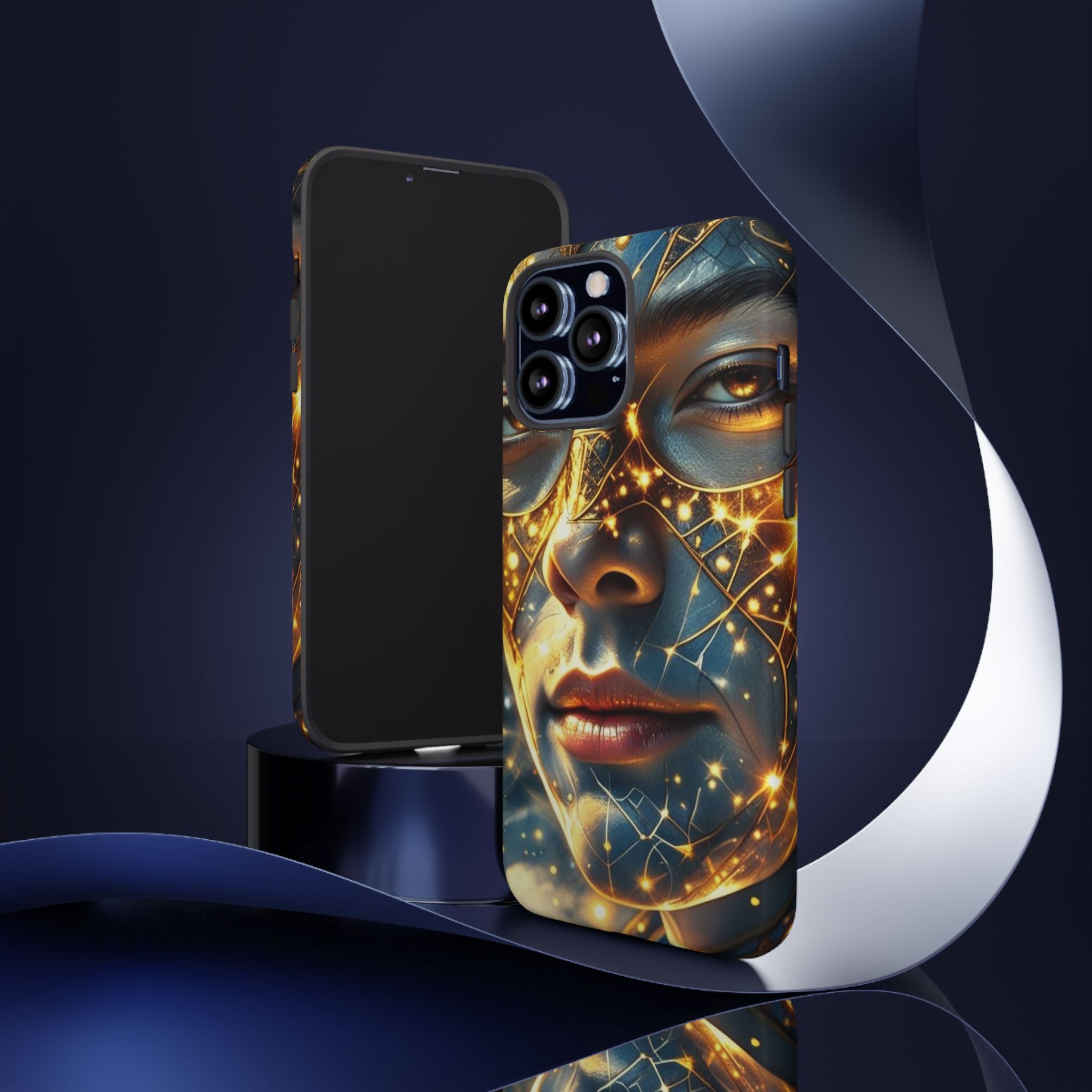 PRB Galactic Portrait Tough Case | Cosmic Face Phone Case, Starry Nebula Design by Power Runs Black