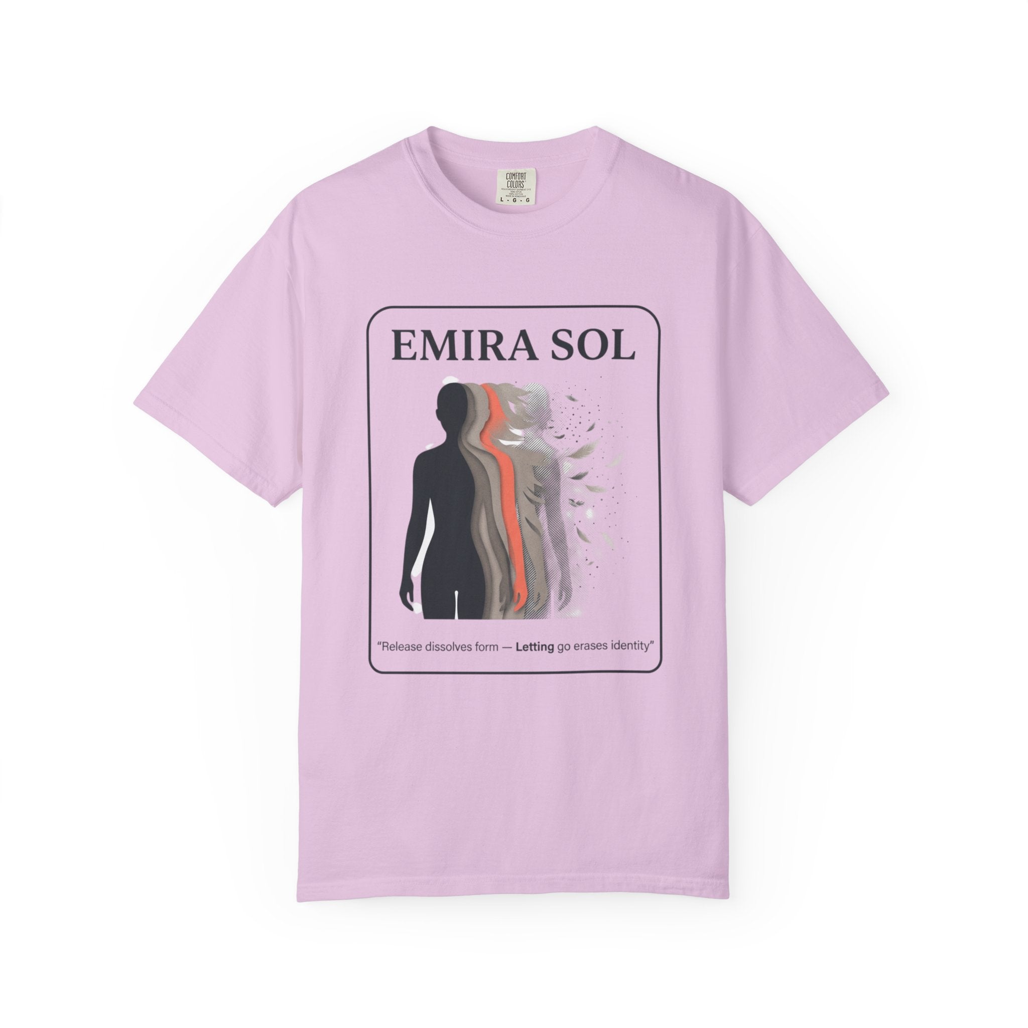 Power Runs Black PRB Emira Sol Graphic T-Shirt — Silhouette Art "Release Shadows" Tee by Printify