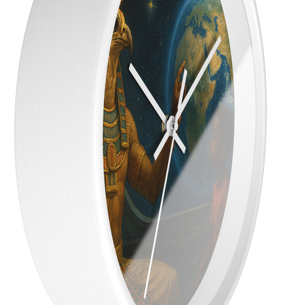 Power Runs Black PRB PRB Egyptian God Horus Wall Clock — Child & World Fantasy Space Art by Printify